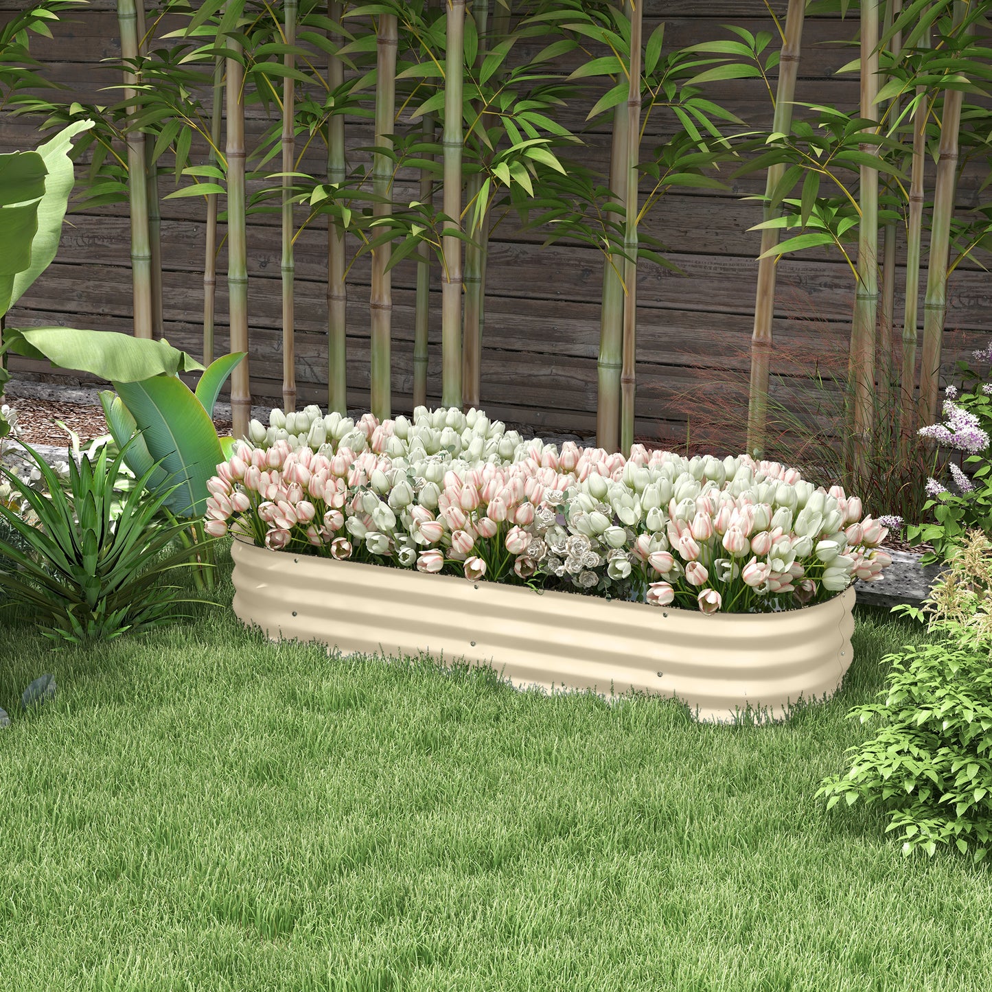 Galvanised Raised Garden Bed, Metal Planter Box with Safety Edging (3)