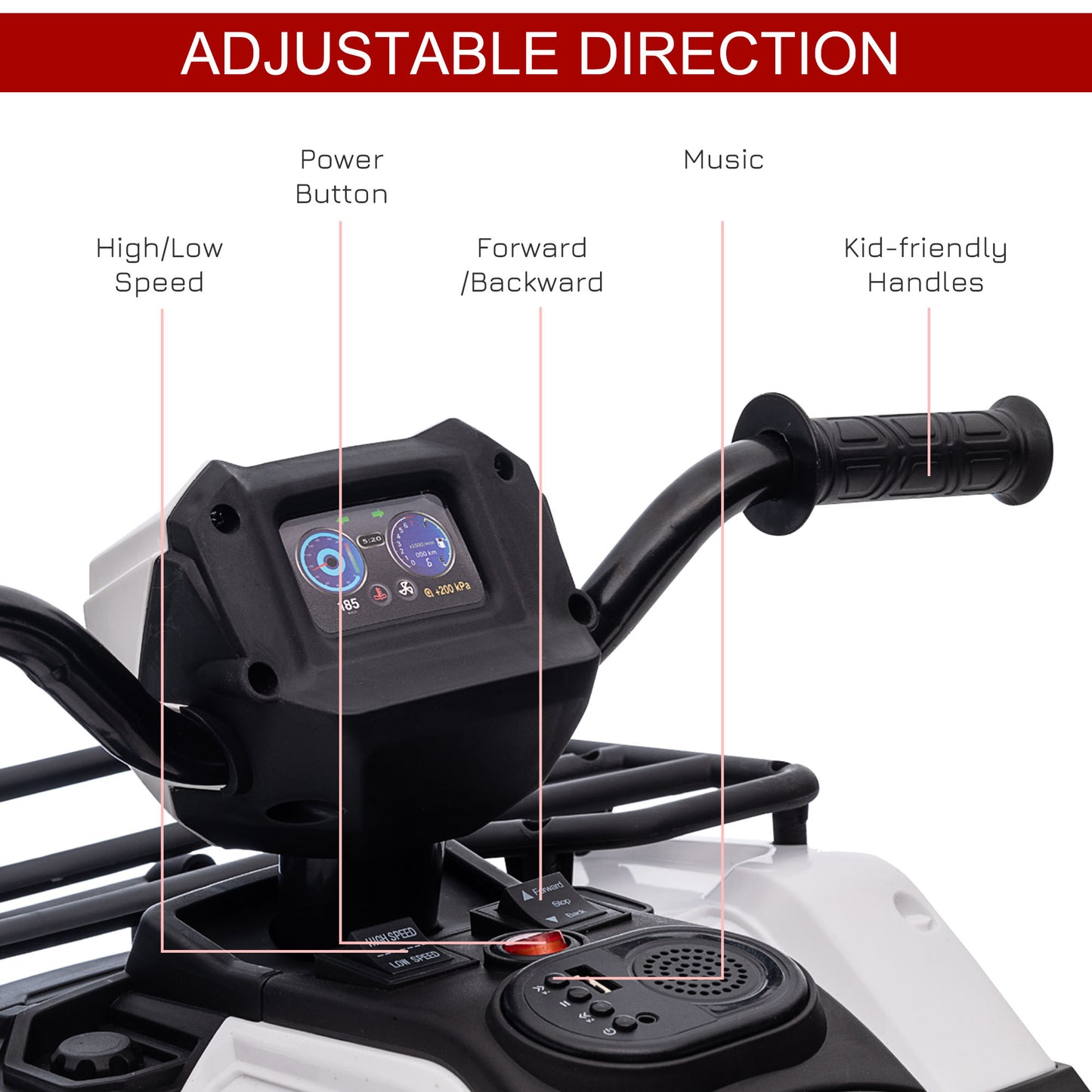 12V Kids Quad Bike with Forward, Reverse Functions