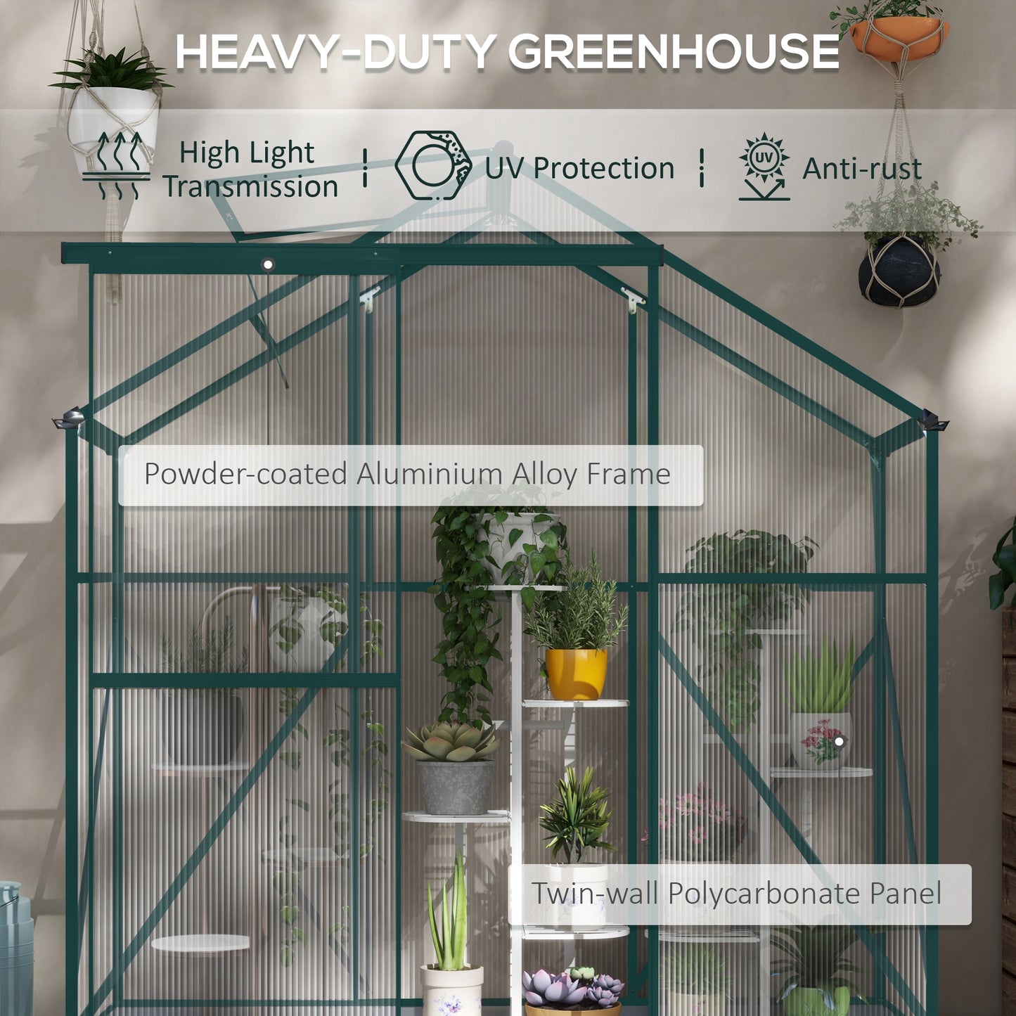 6 x 2.5ft Polycarbonate Greenhouse Walk-In Green House