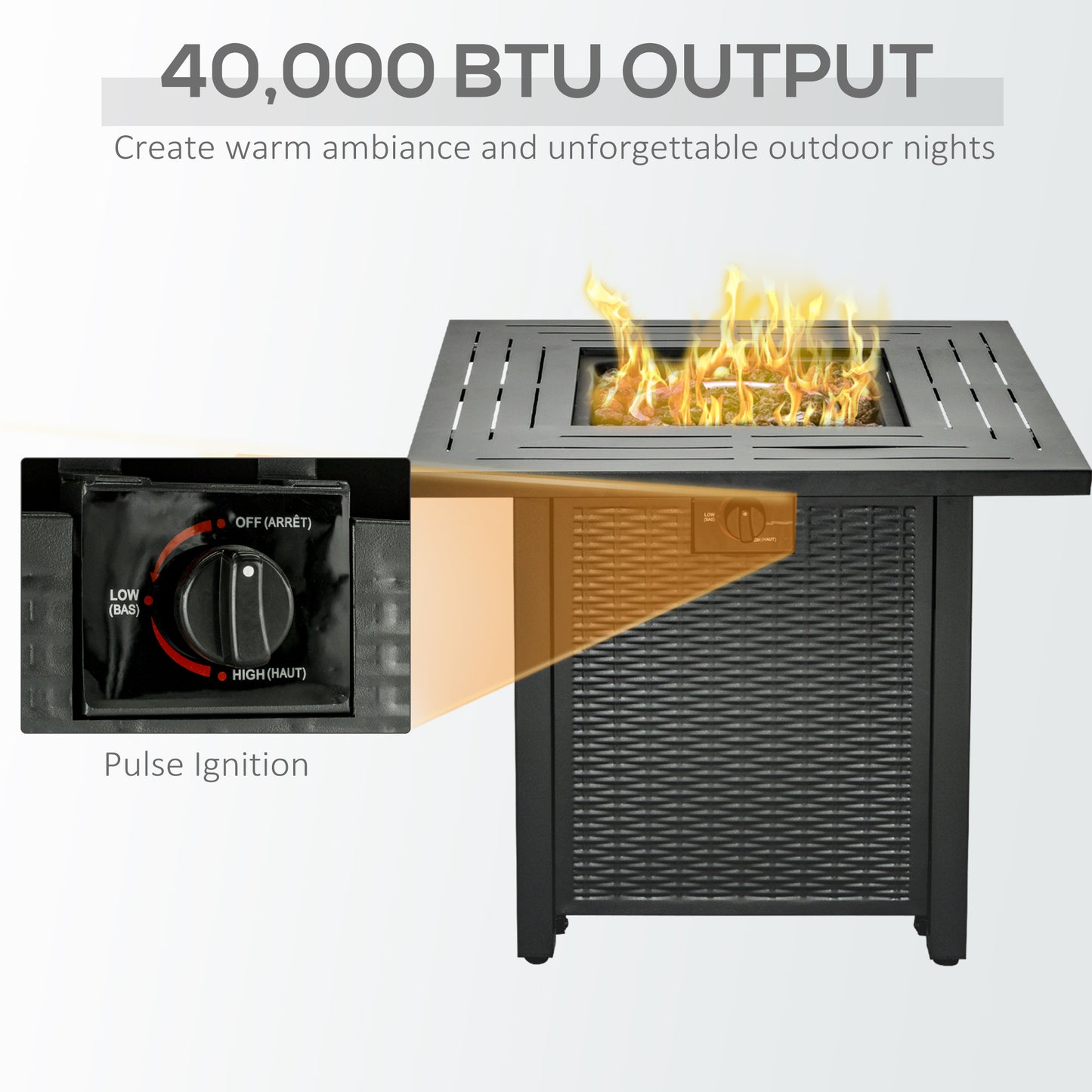 Square Propane Gas Fire Pit Table (1)