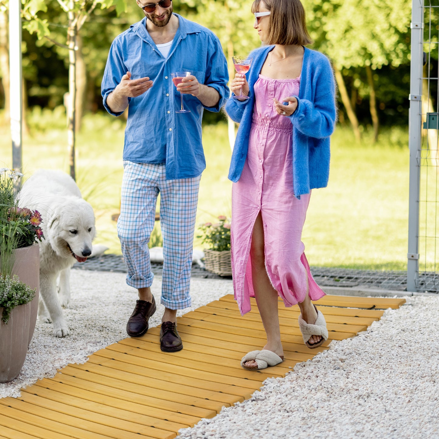 Rollable Wooden Garden Pathway Weather-Resistant Walk Way