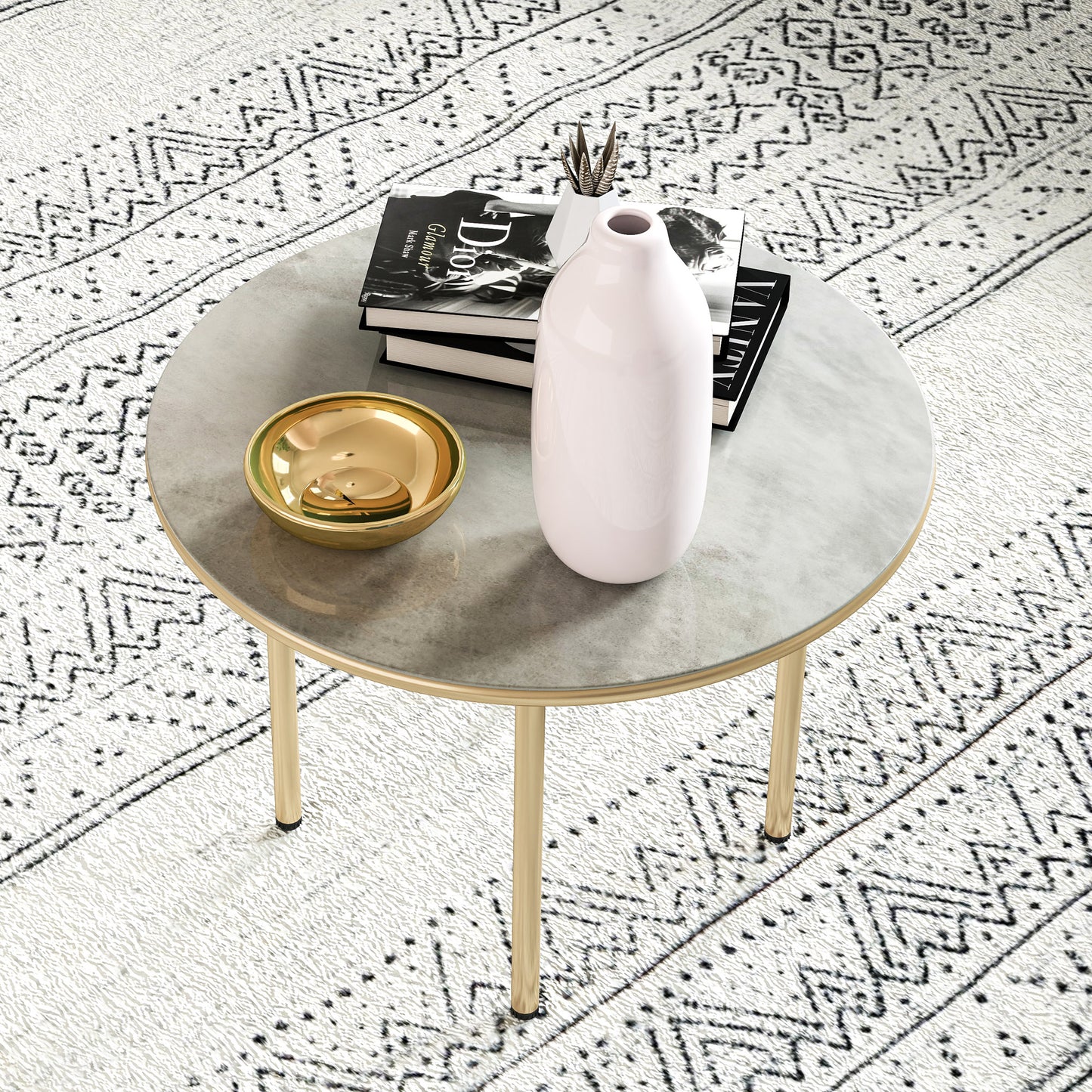 Round Coffee Table, Modern End Side Table