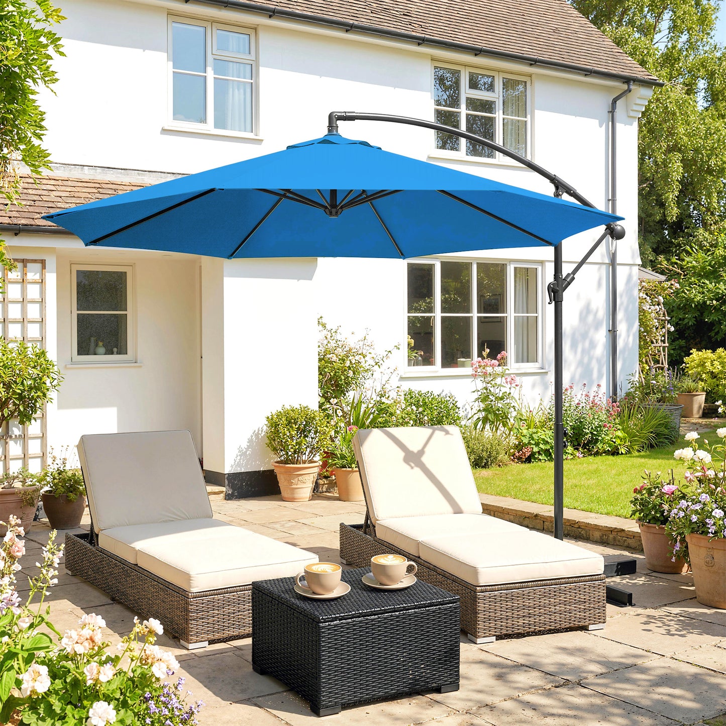 3m Overhanging Cantilever Parasol, with Cross Base (4)
