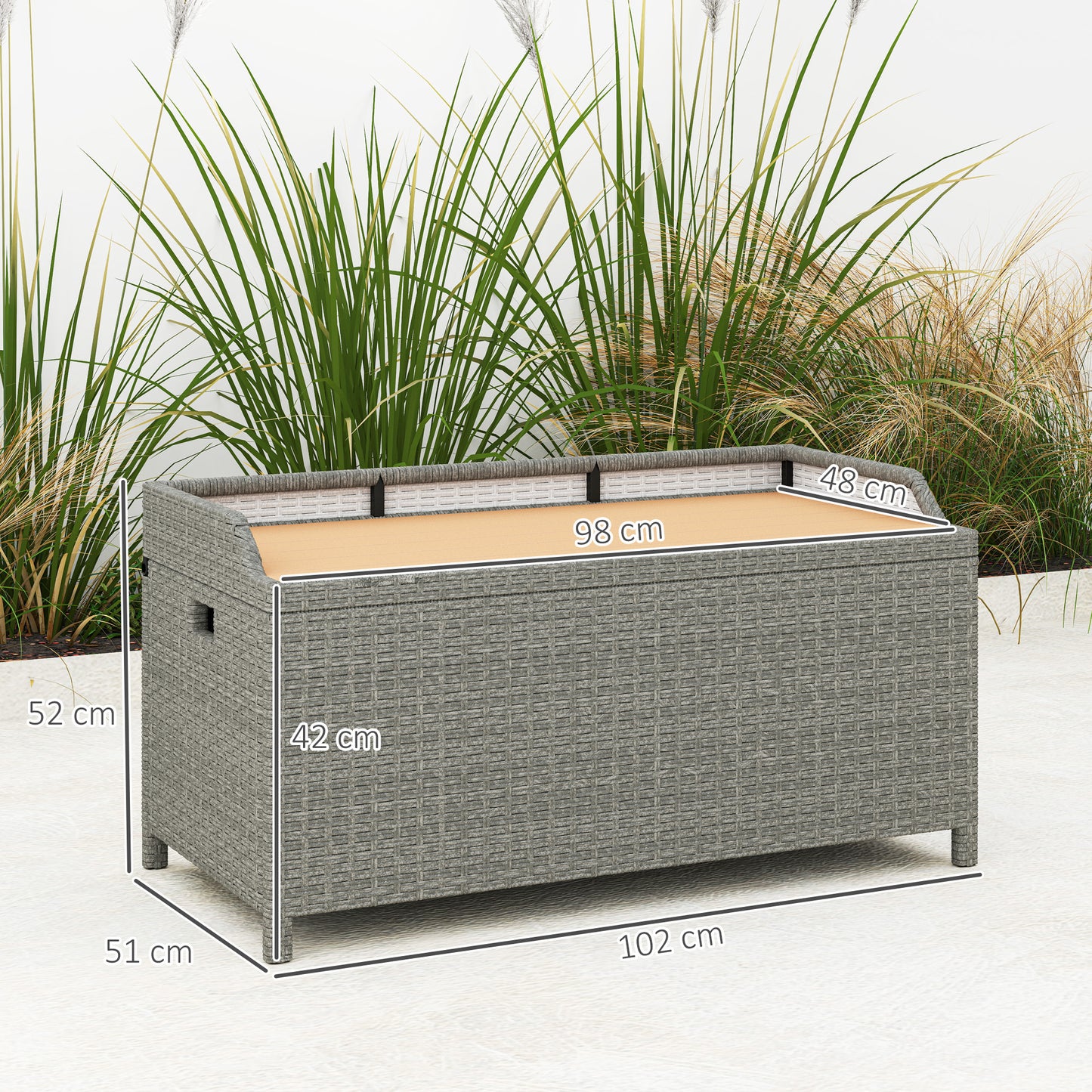 130 L Rattan Garden Storage Box, with Seat