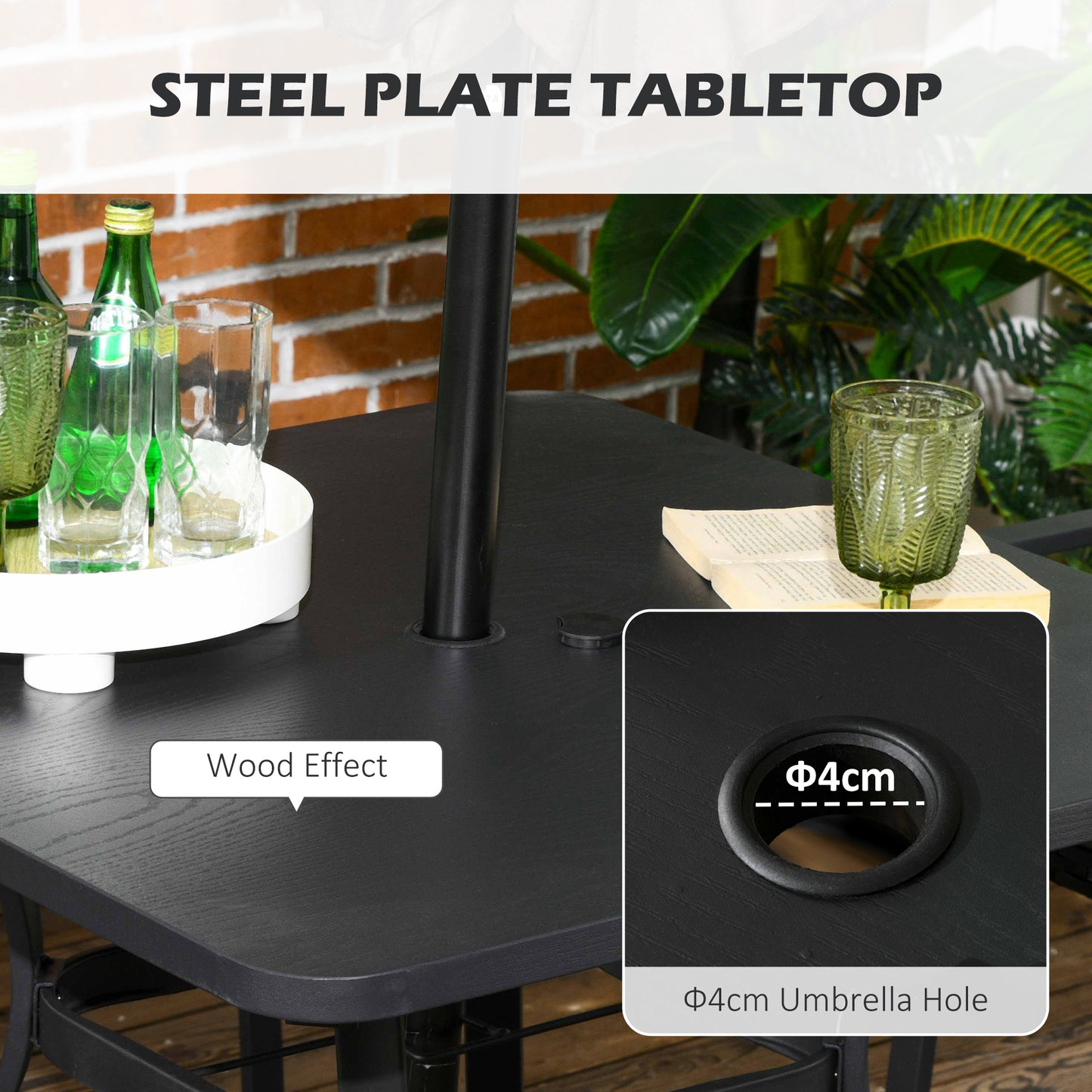 Five-Piece Garden Dining Set, with Rattan Seat Chairs and Cushions