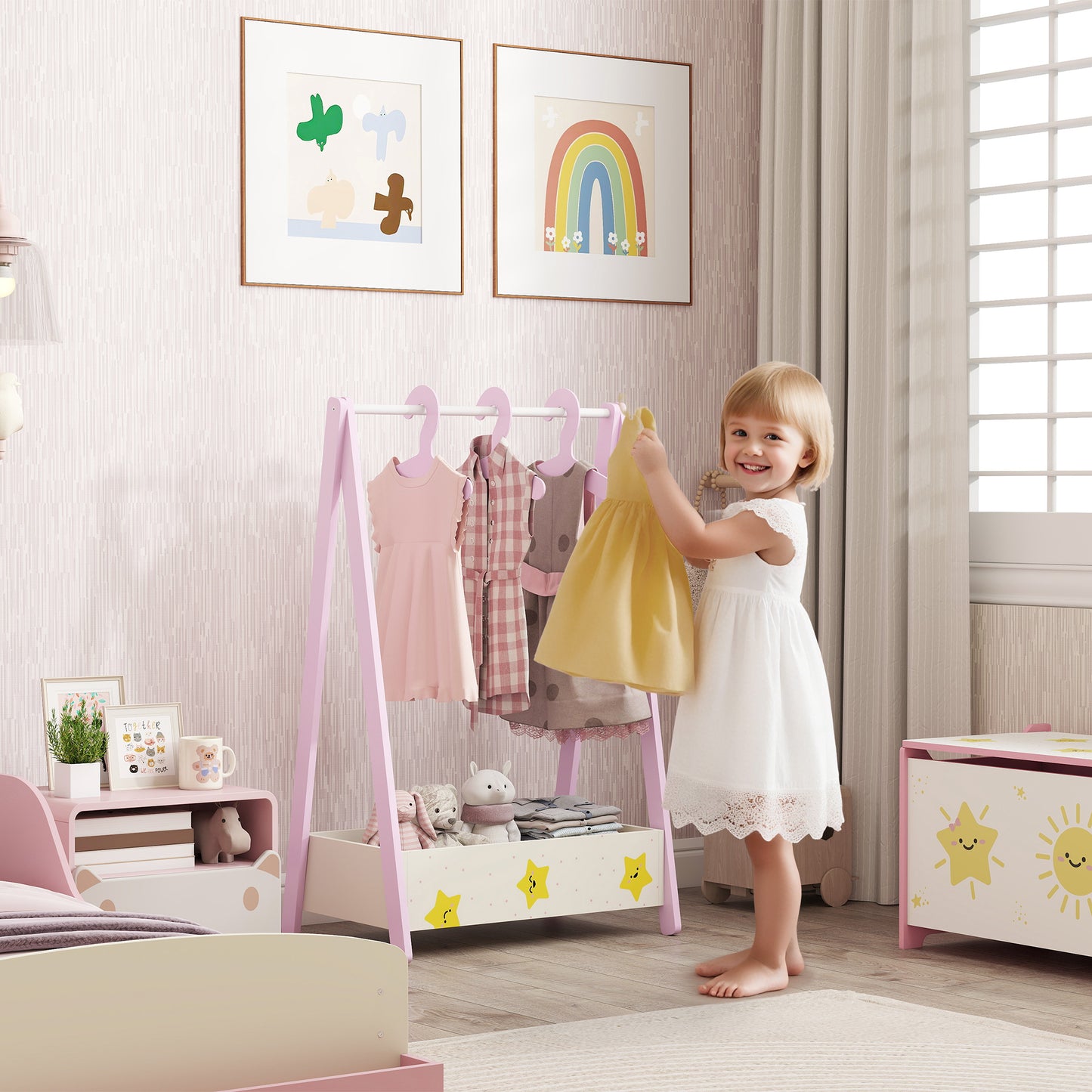 Baby Clothing Rack with Hangers, Storage Shelf for Bedroom