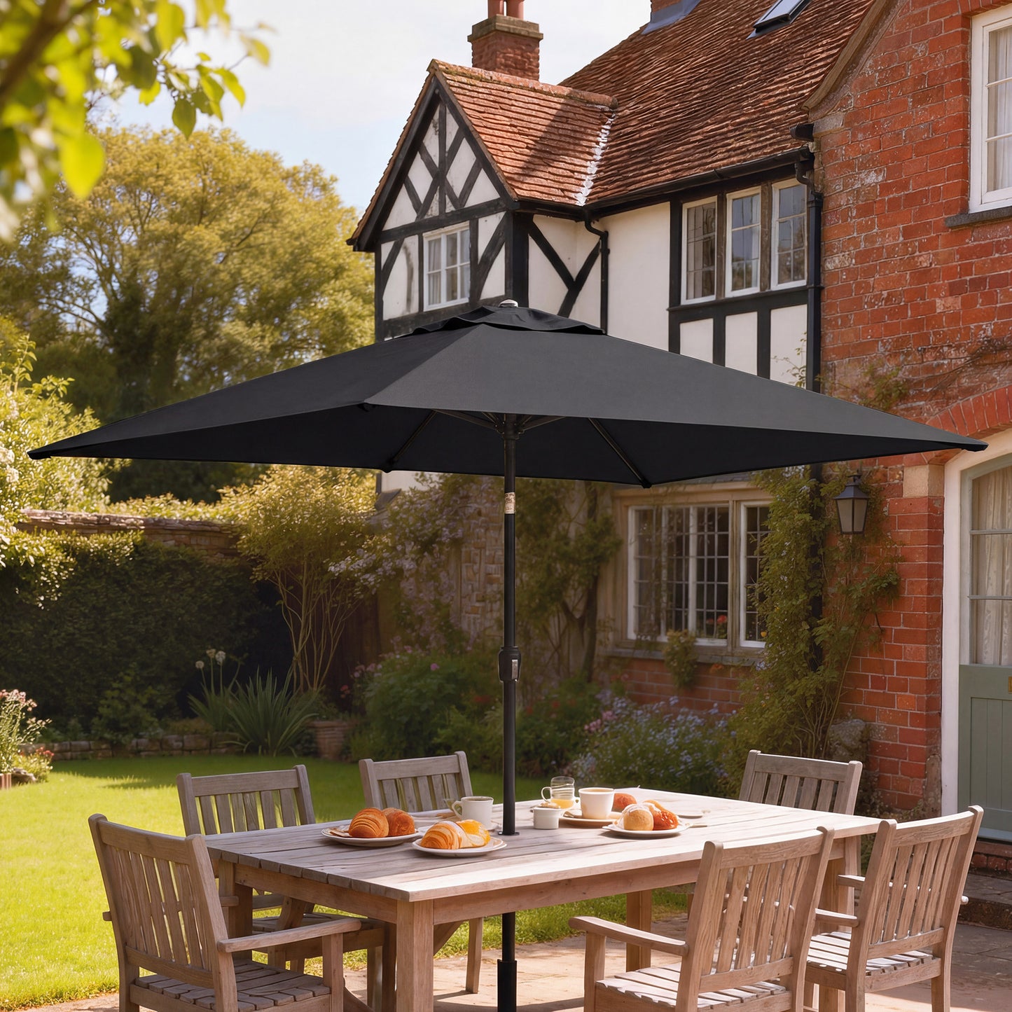 Garden Parasol, Parasol Umbrella with Crank Handle, Tilt Function