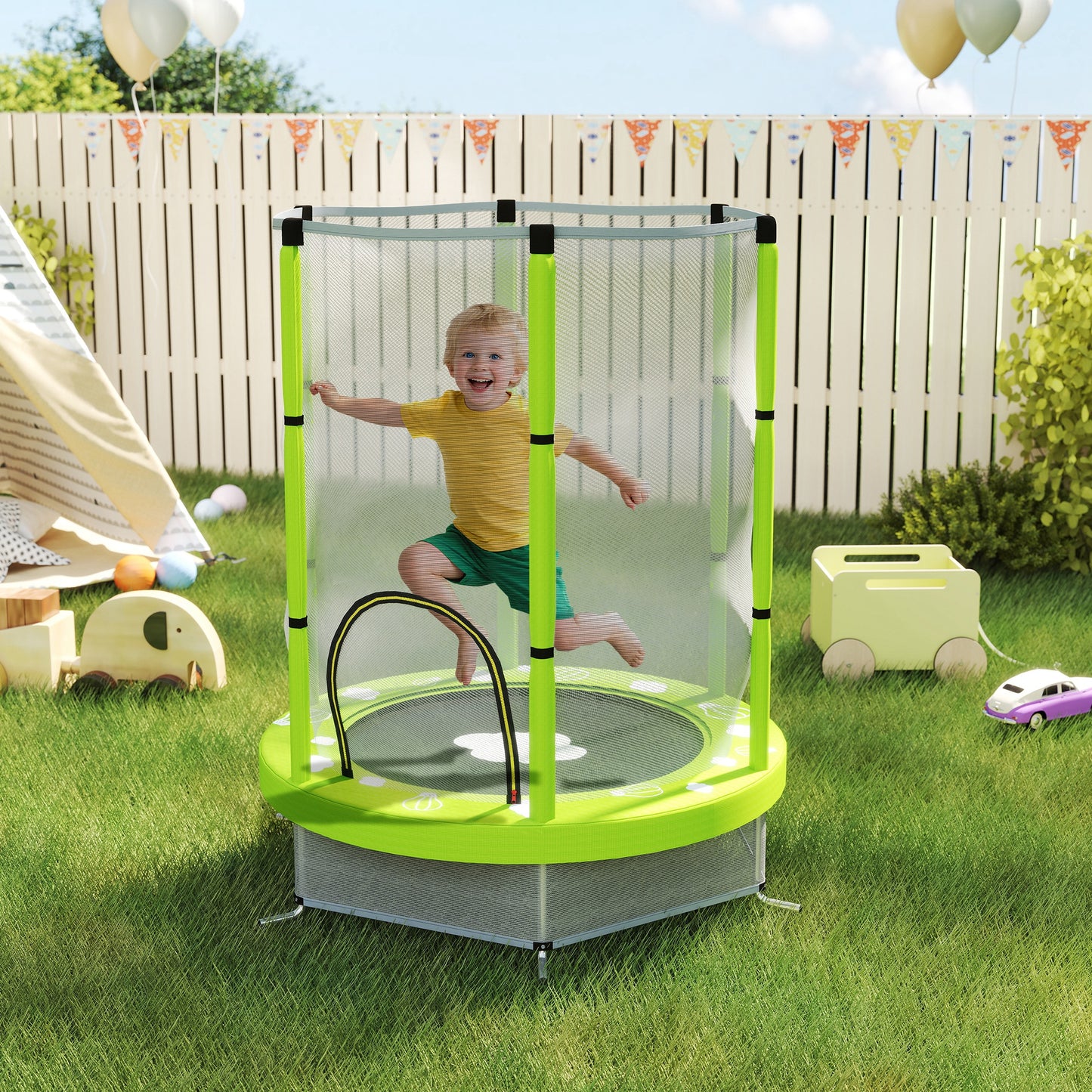 4.6ft Toddler Trampoline w/ Safety Enclosure Net