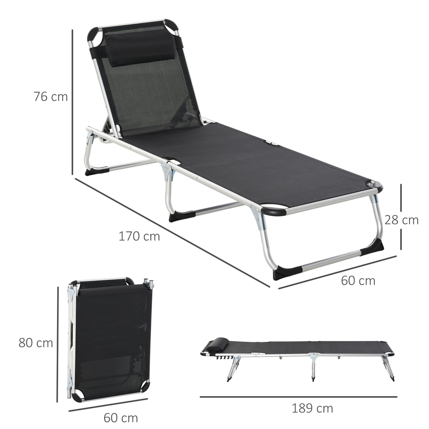 Foldable Outdoor Sun Loungers Set of 2