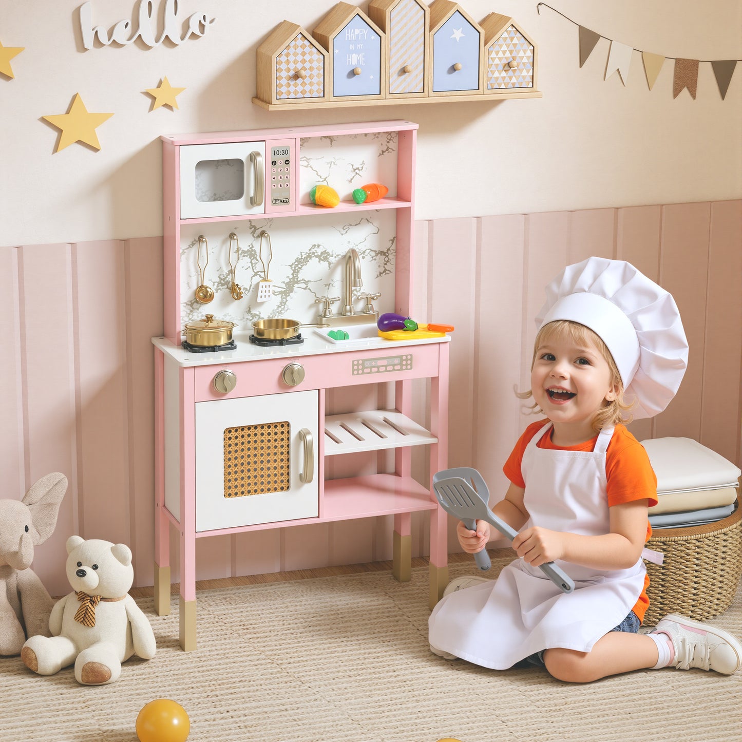 Kitchen Playset with Pretend Play Cooking Accessories
