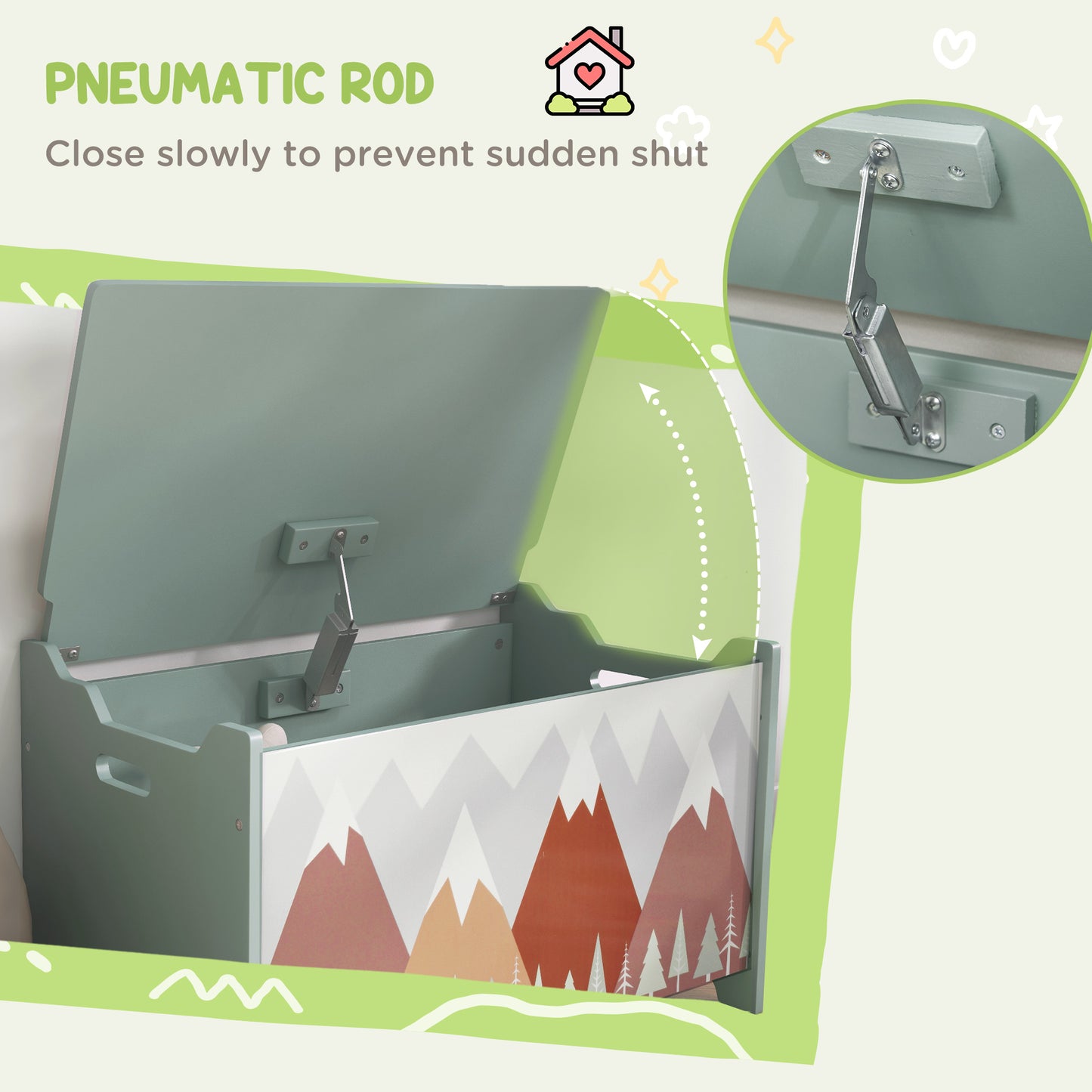Toy Box, Kids Storage Chest, with Lid, Safety Hinge