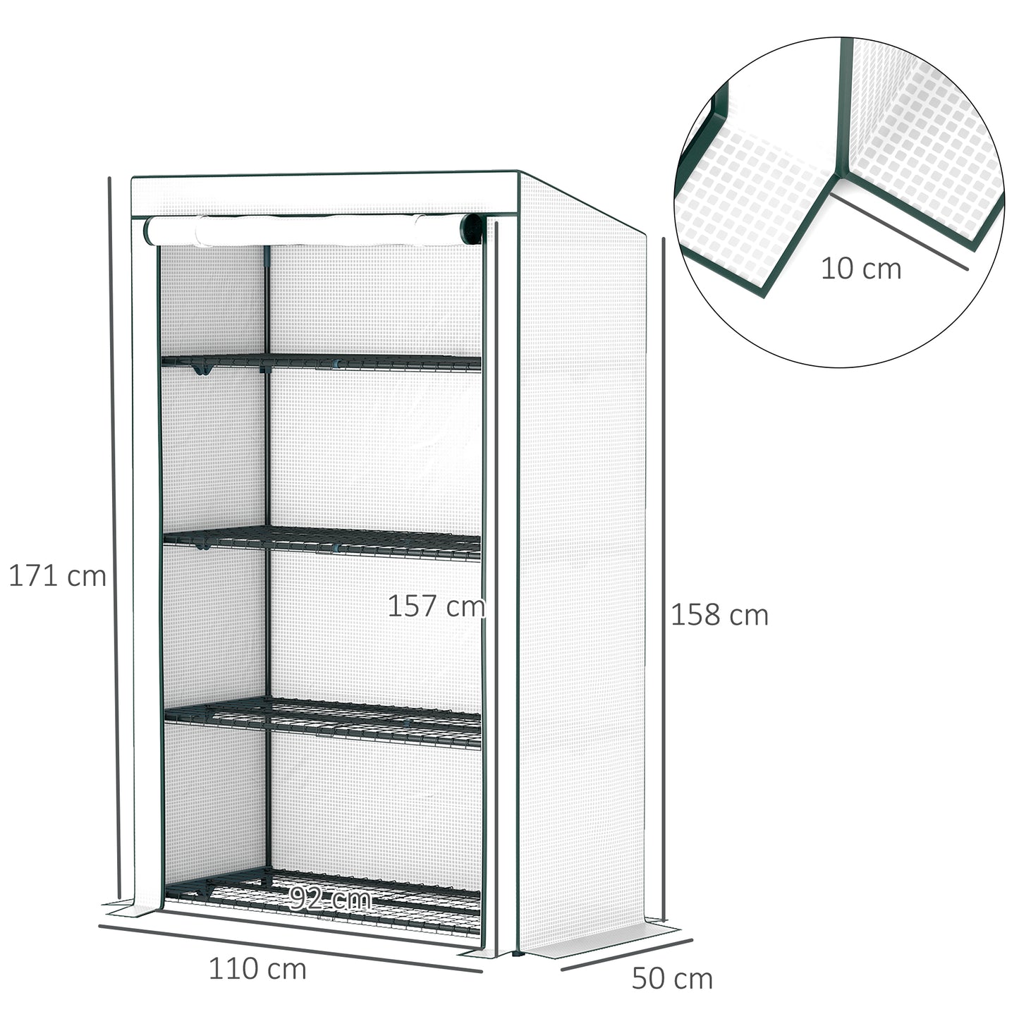 Four-Tier Mini Greenhouse - Green/White