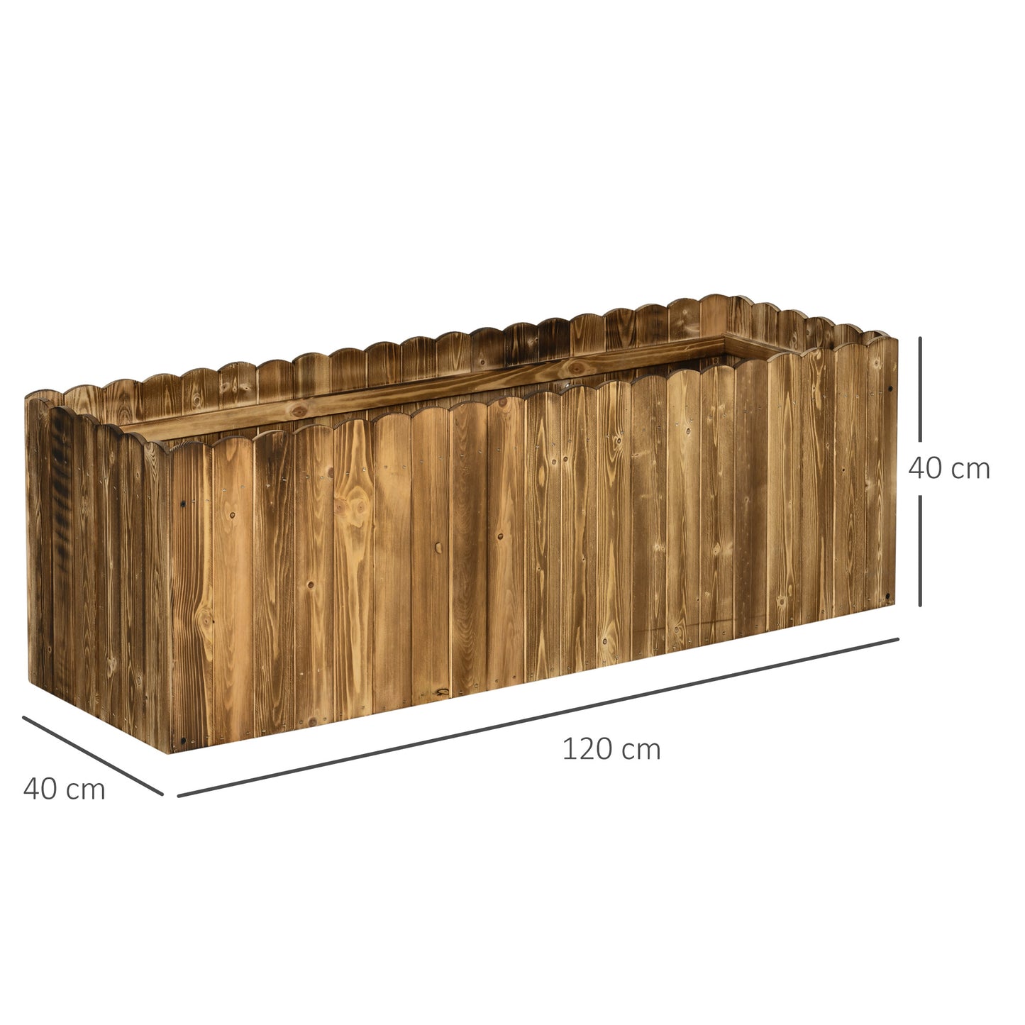 172L Raised Garden Bed, Wooden Rectangle Planter Box