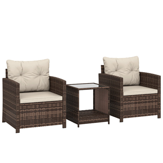 Rattan Bistro Set, 3 Piece Garden Furniture Set