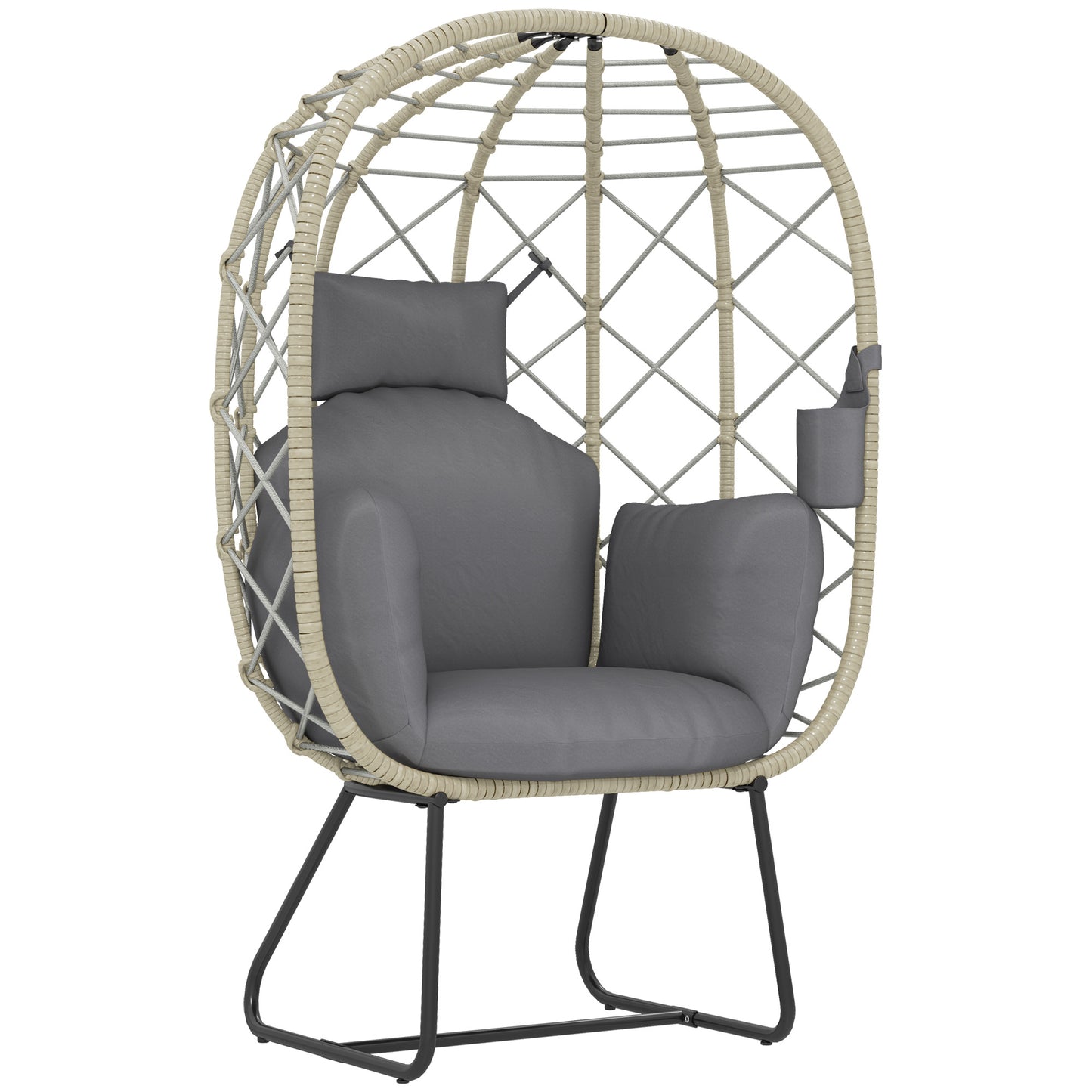 Rattan Egg Chair Outdoor Indoor Wicker Chair with Thickened Cushion