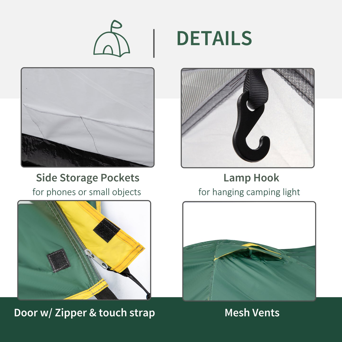 Dome Tent for 2 Person Camping Tent with Large Windows