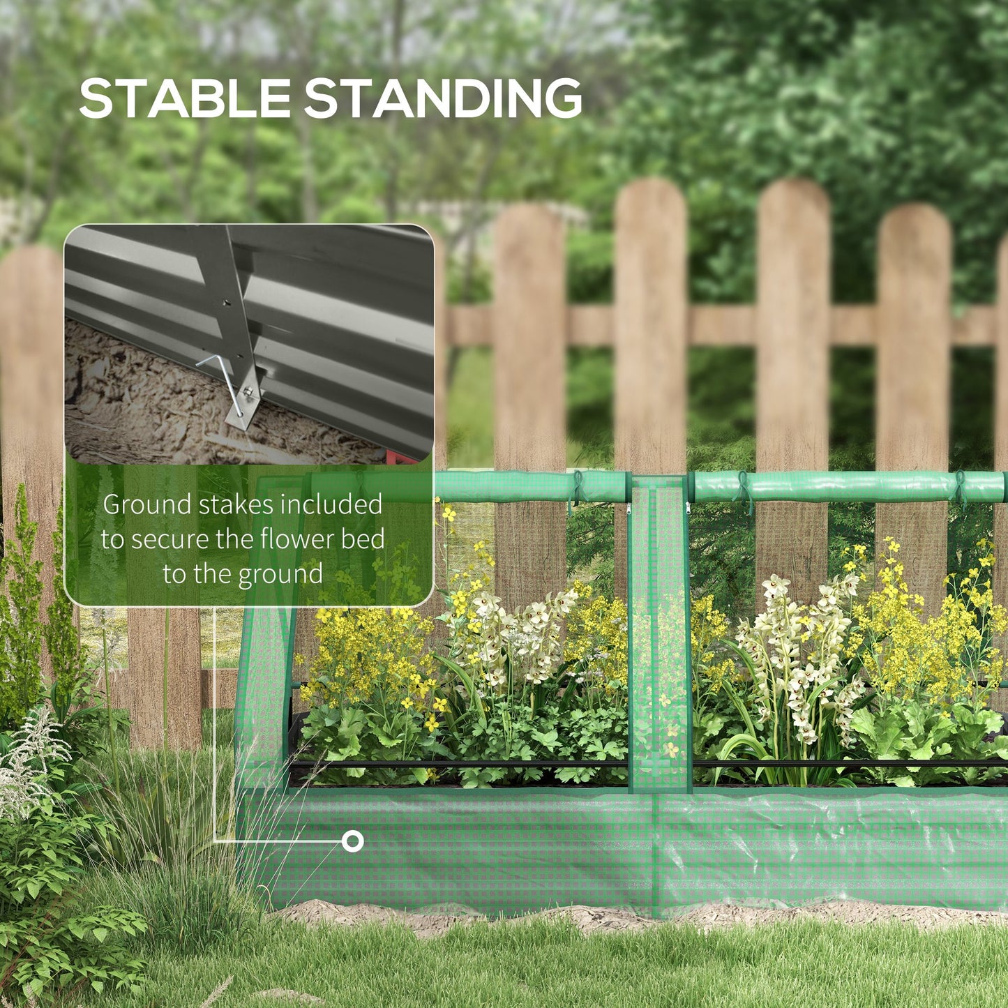 Metal Planter Box with Cover, Raised Garden Bed with Greenhouse