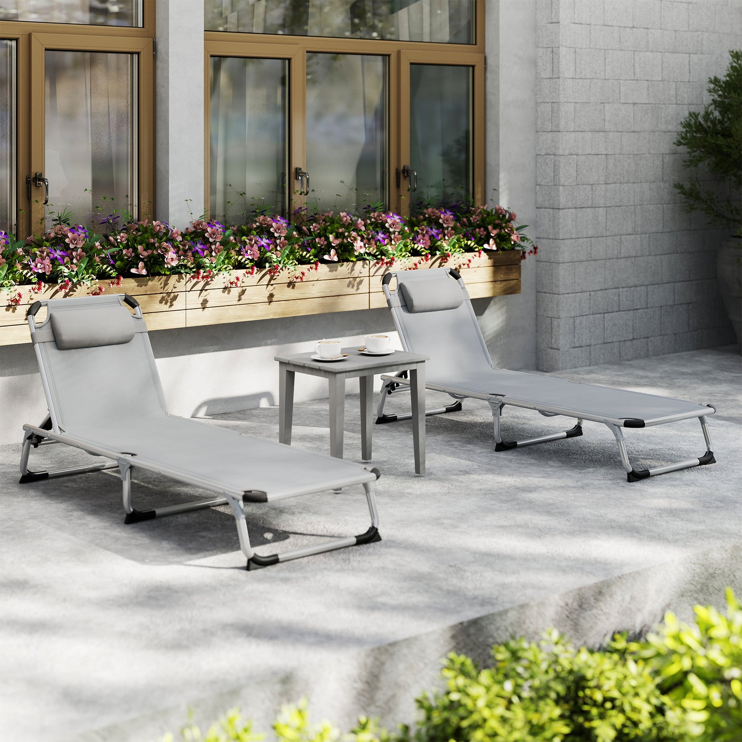Foldable Outdoor Sun Lounger Set of 2
