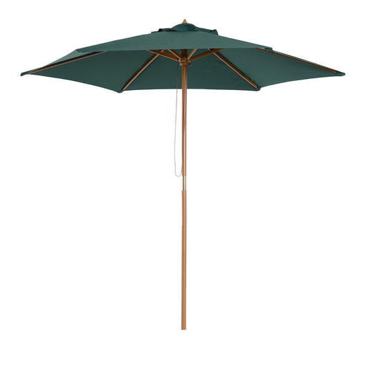 2.5m Wood Garden Parasol Sun Shade Patio Outdoor Wooden Umbrella (1)