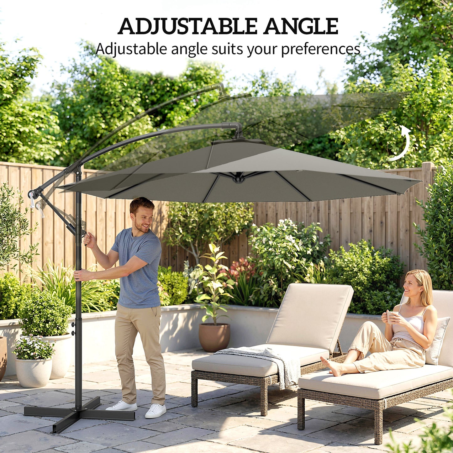 3m Overhanging Cantilever Parasol, with Cross Base (2)