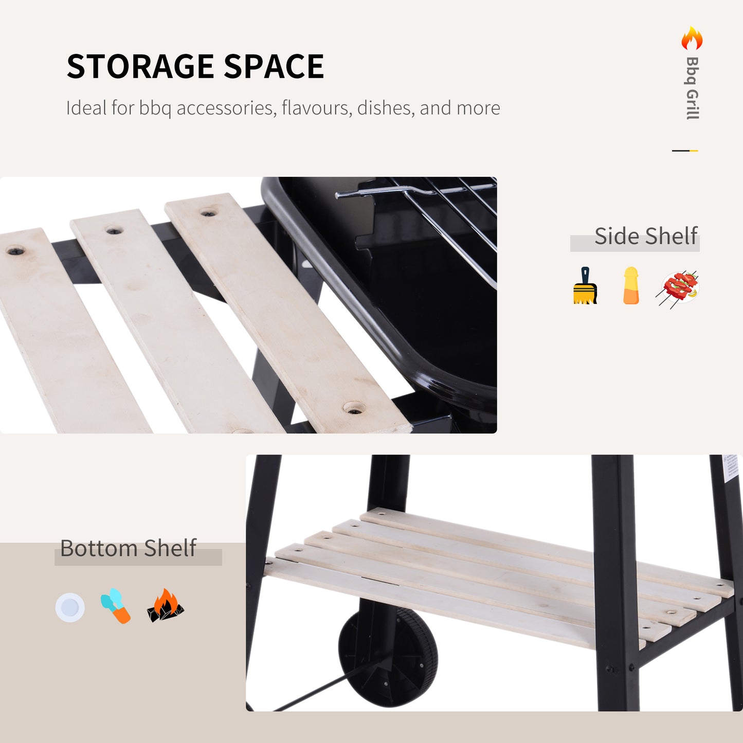 Trolley Charcoal BBQ Barbecue Grill Outdoor Patio Garden Heating