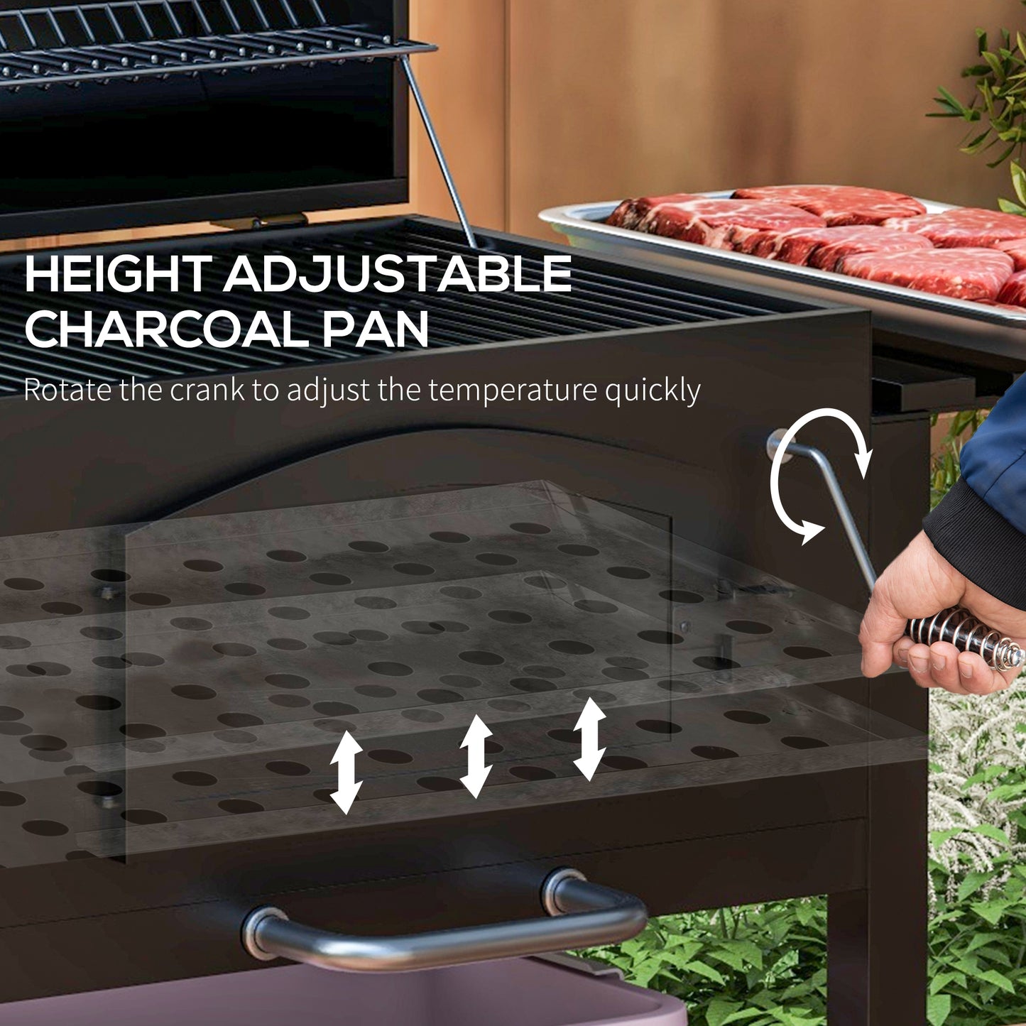 3-in-1 Charcoal BBQ, with Shelves