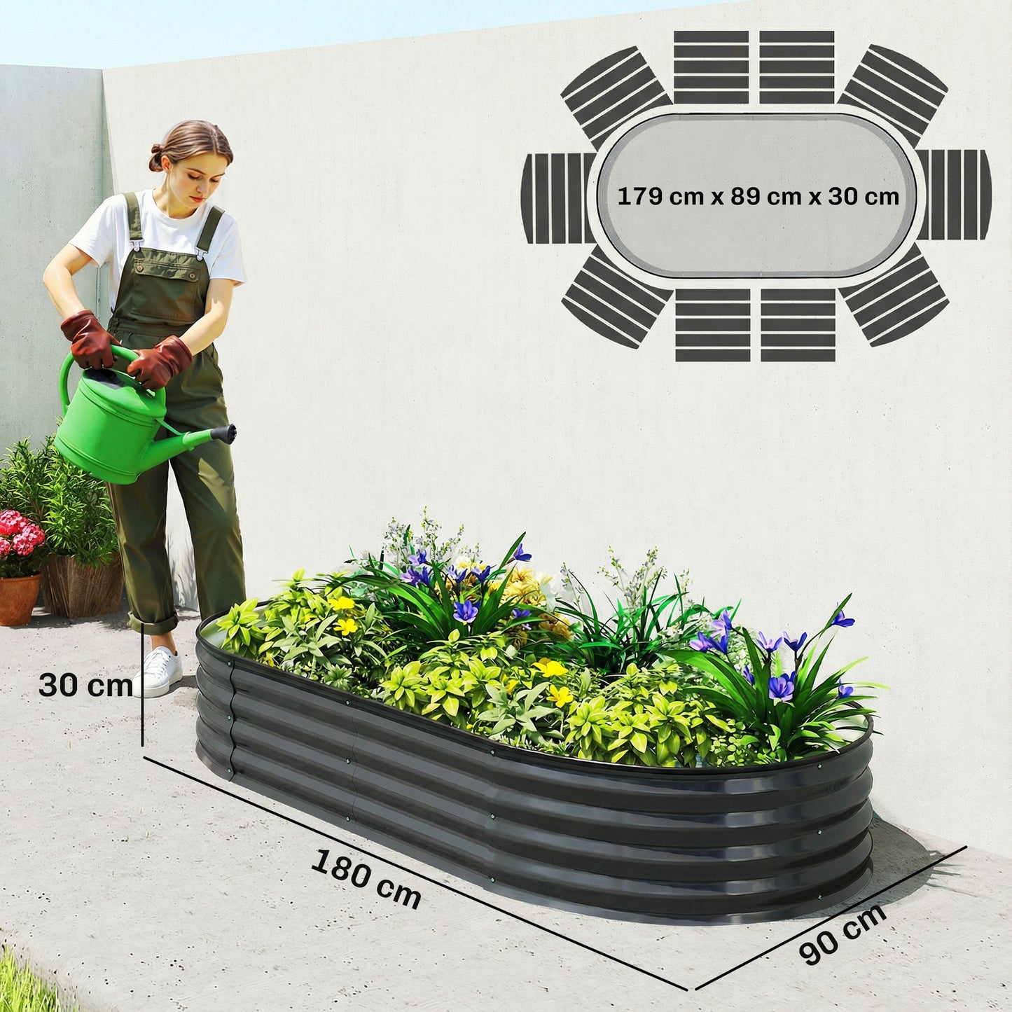 Galvanised Raised Garden Bed, Metal Planter Box with Safety Edging (7)