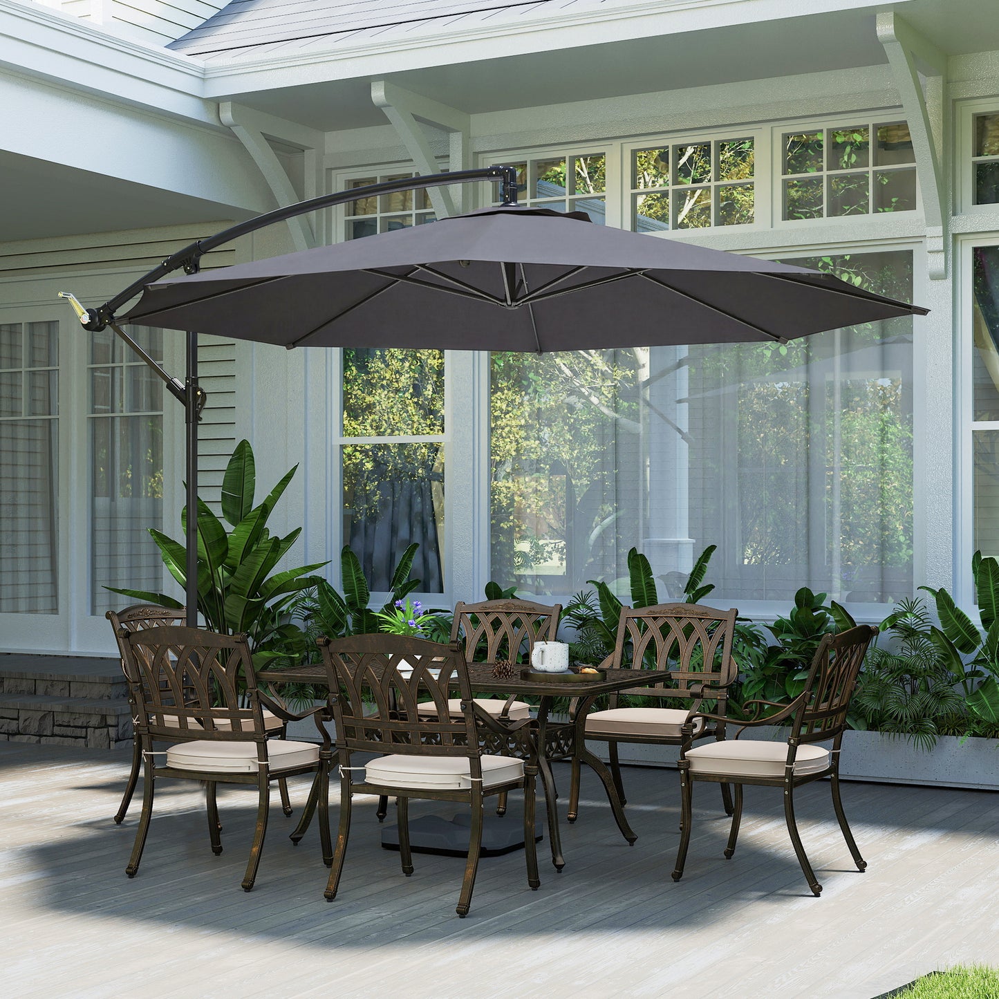 3 m Overhanging Cantilever Parasol, with Cross Base