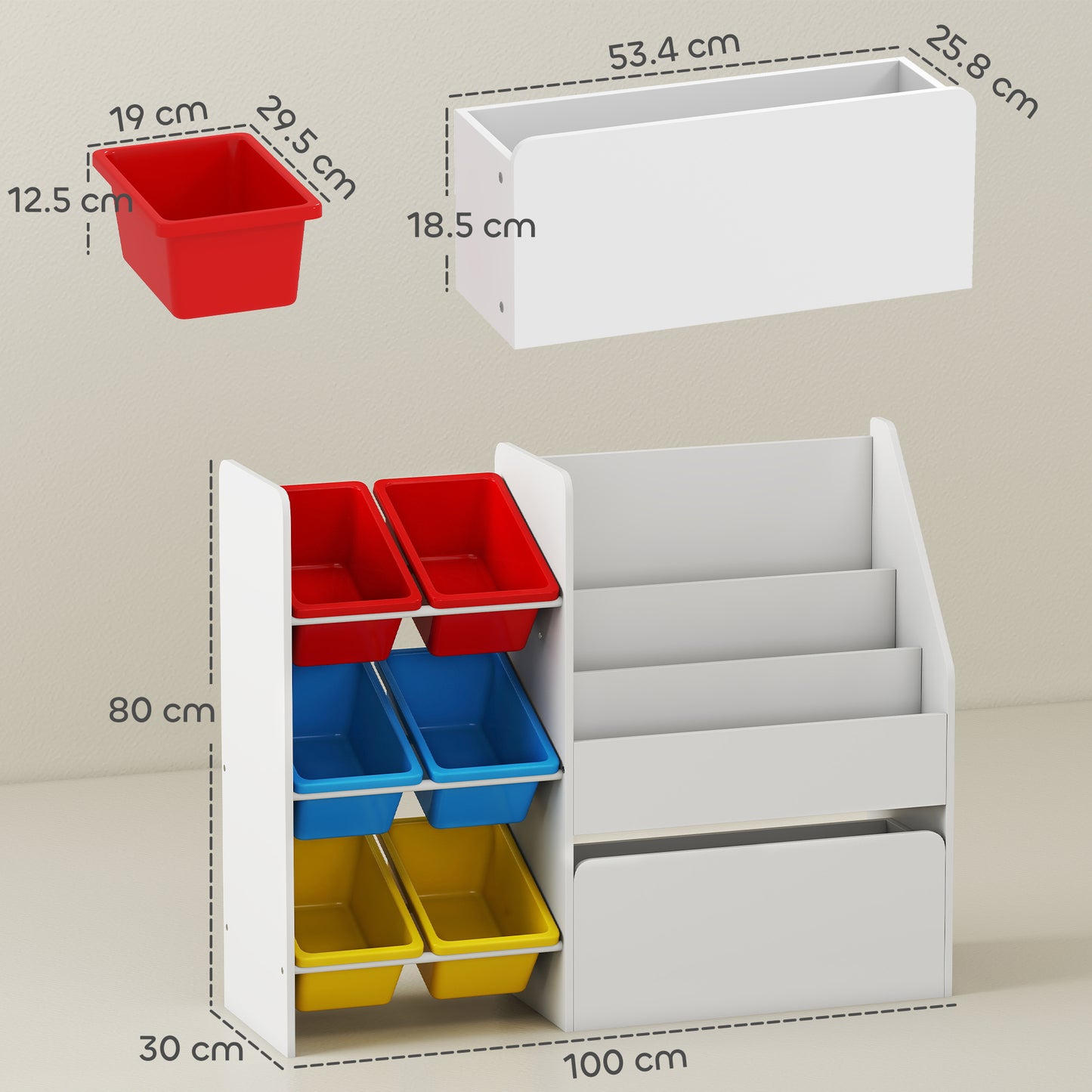 Toy Storage Unit, 3-Tier Toy Organiser Shelf