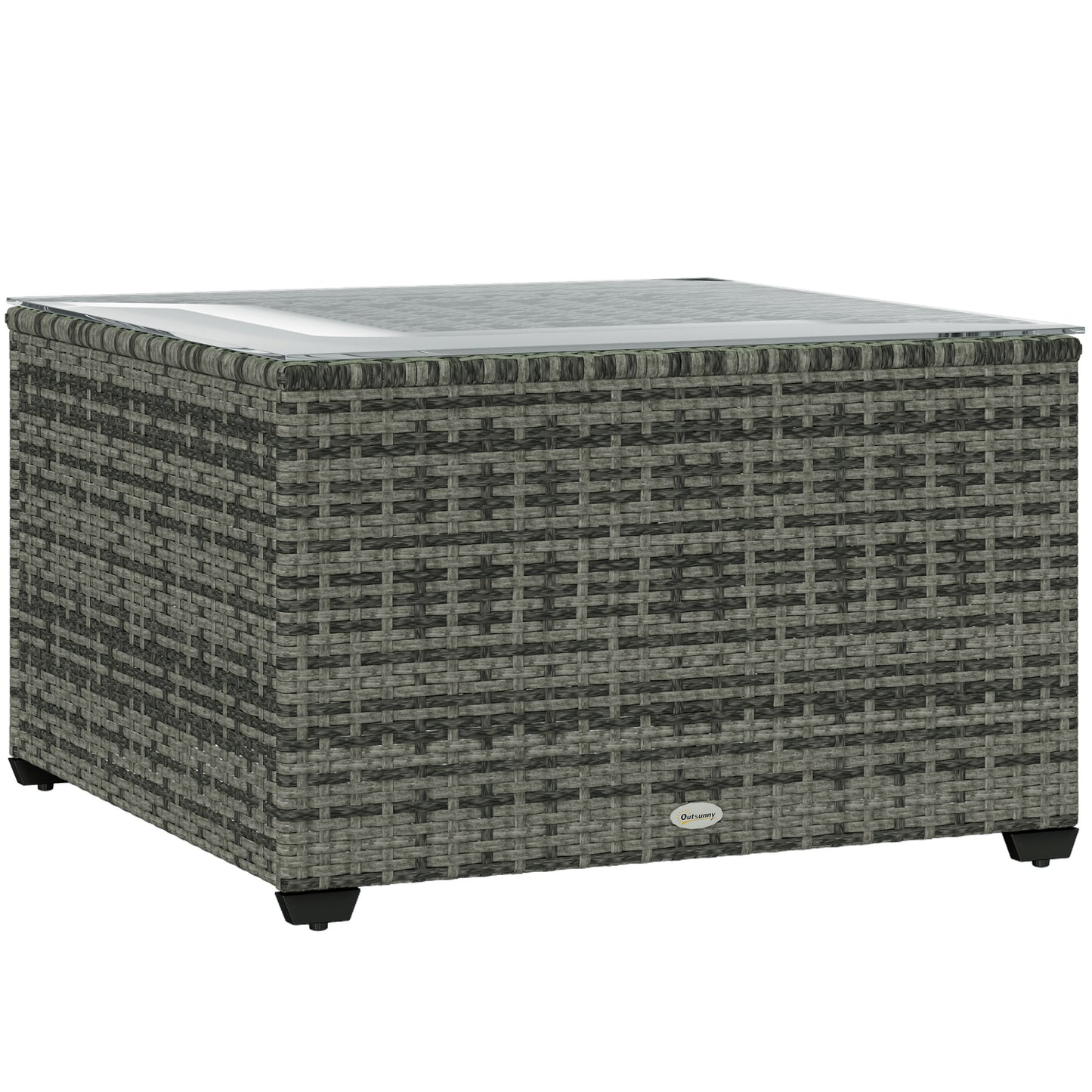 62 x 62cm Glass-Top Rattan Side Table