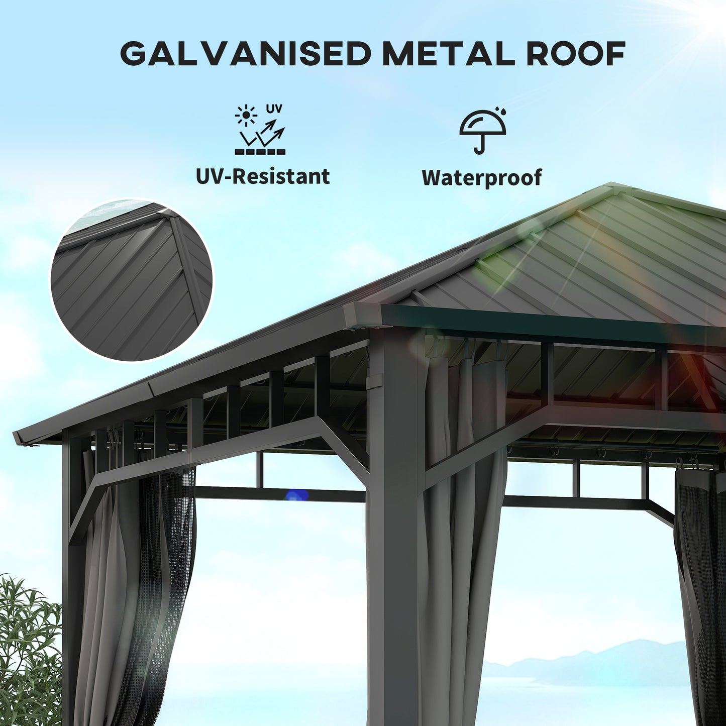 3 x 3(m) Hardtop Gazebo with Galvanised Steel Roof