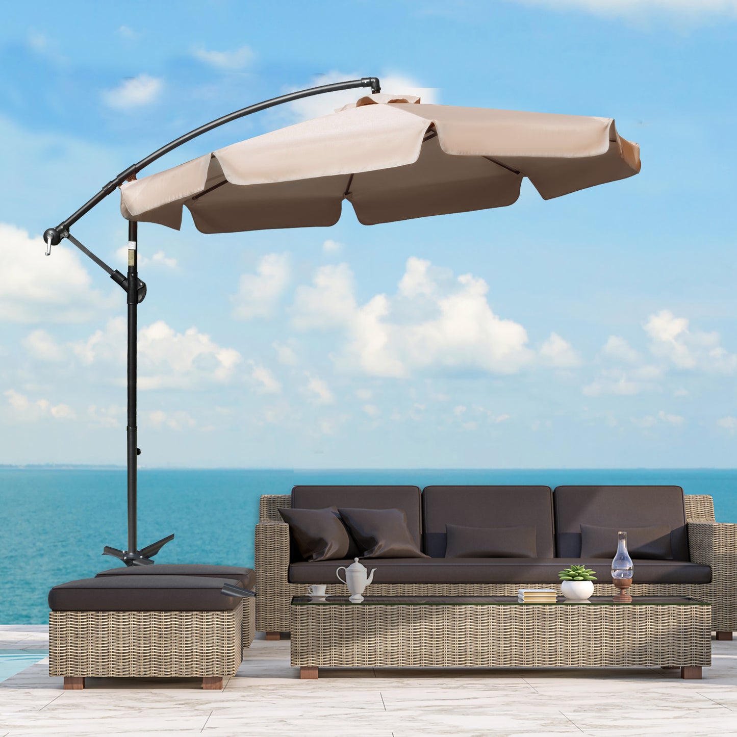2.7m Cantilever Parasol Banana Sun Umbrella with Crank Handle
