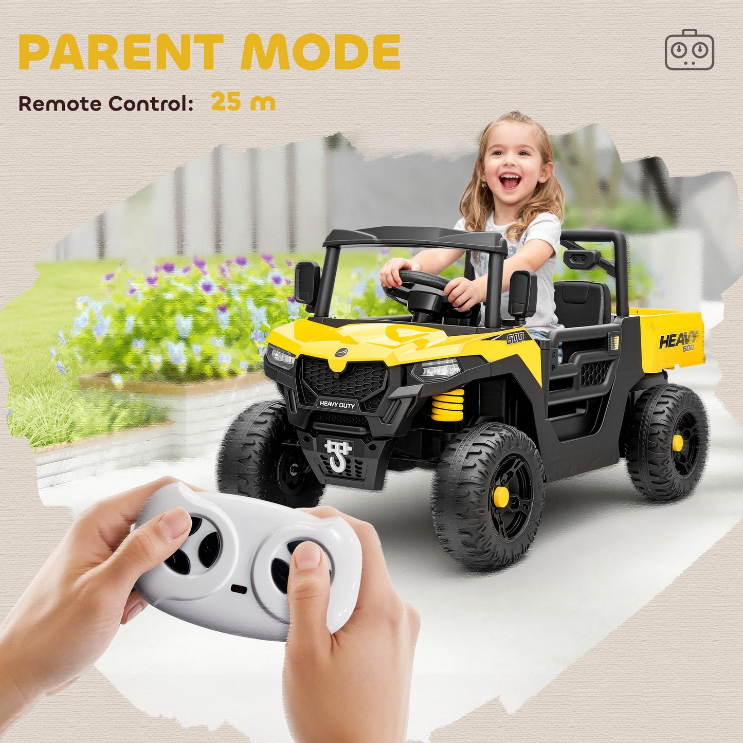 Kids Ride on Car, 12V Electric Kids UTV with Electric Dump Bed