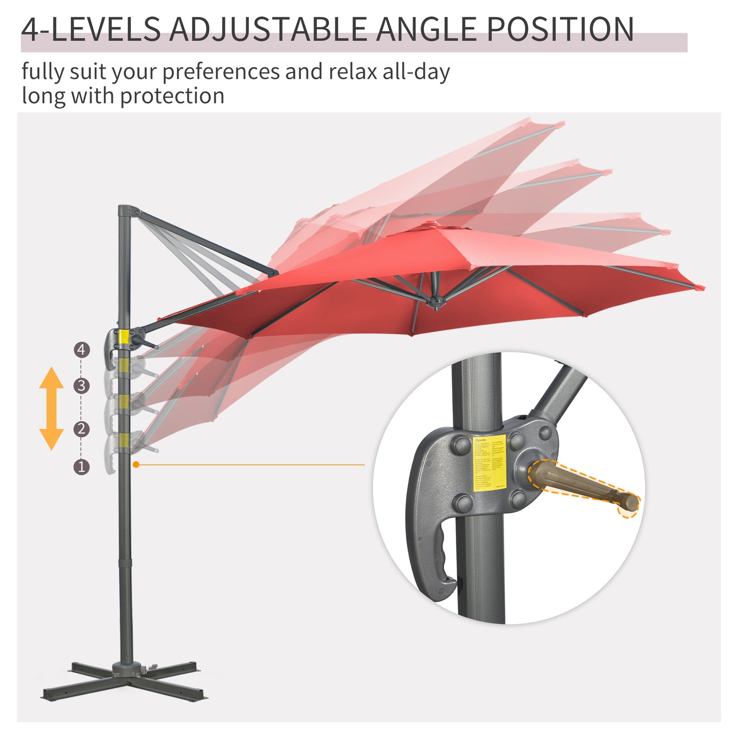 3 x 3(m) Cantilever Parasol with Cross Base Crank Handle