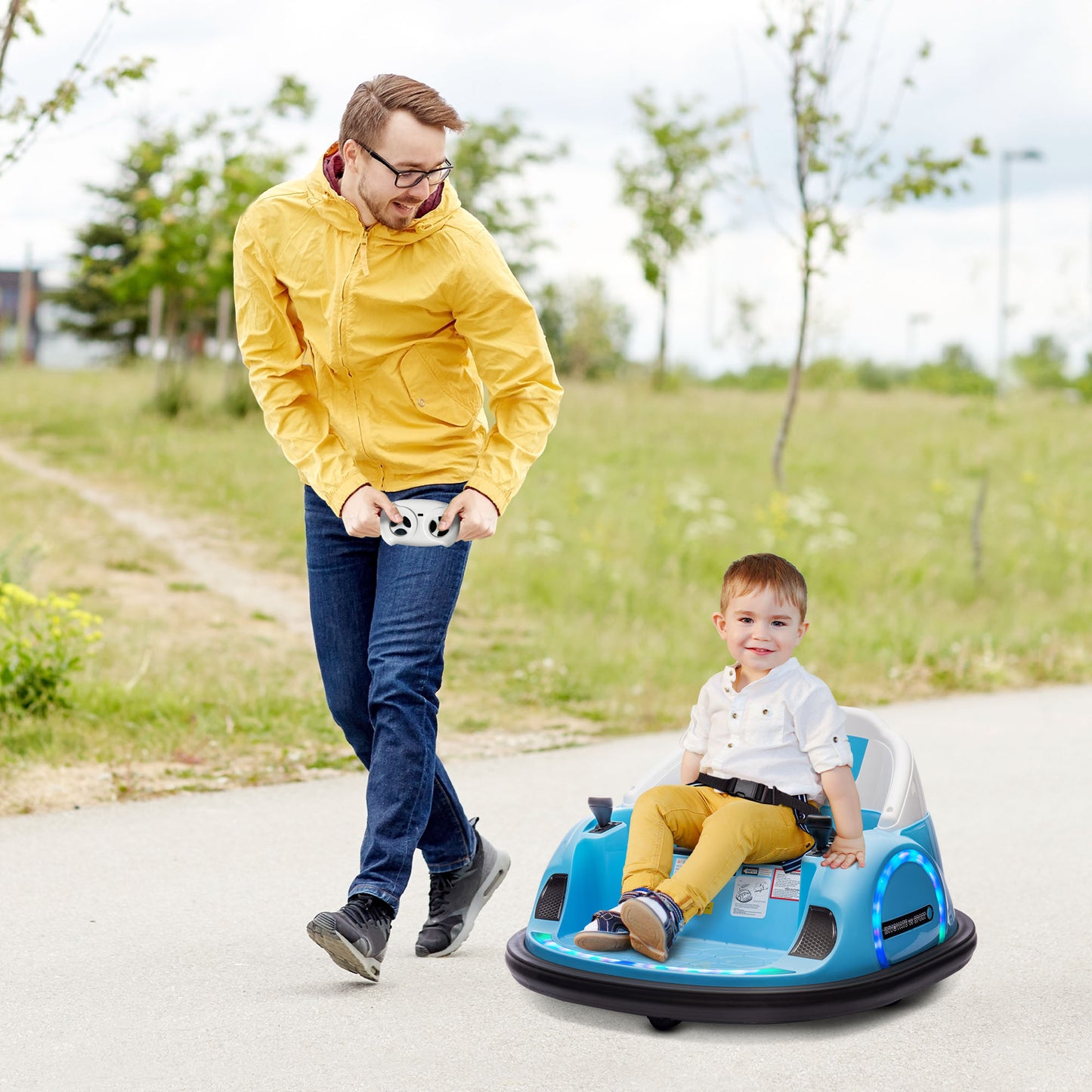 360° Rotation Kids Bumper Car, 12V Waltz Car with Remote Control