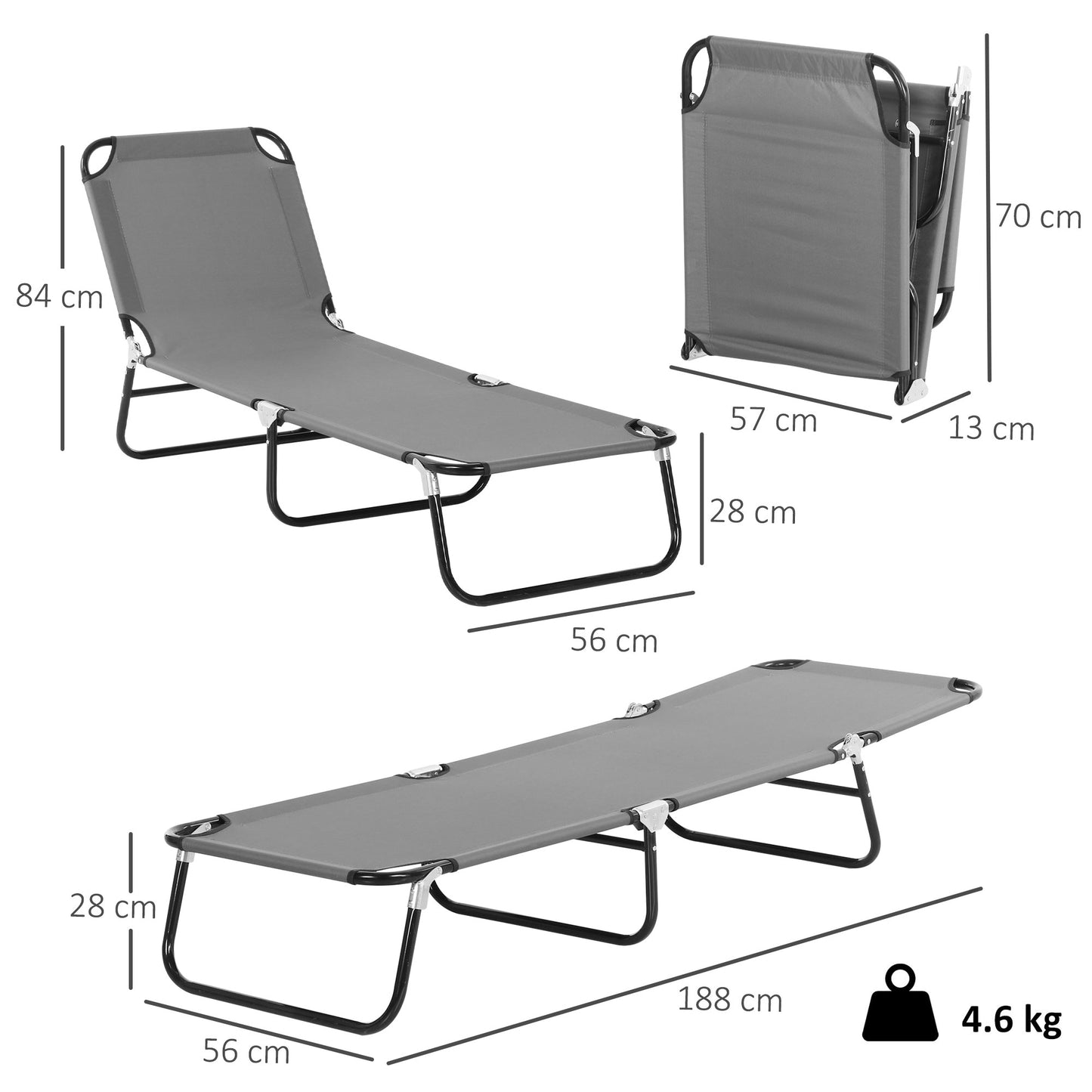 Foldable Sun Lounger with 5-Position Adjustable Backrest (1)