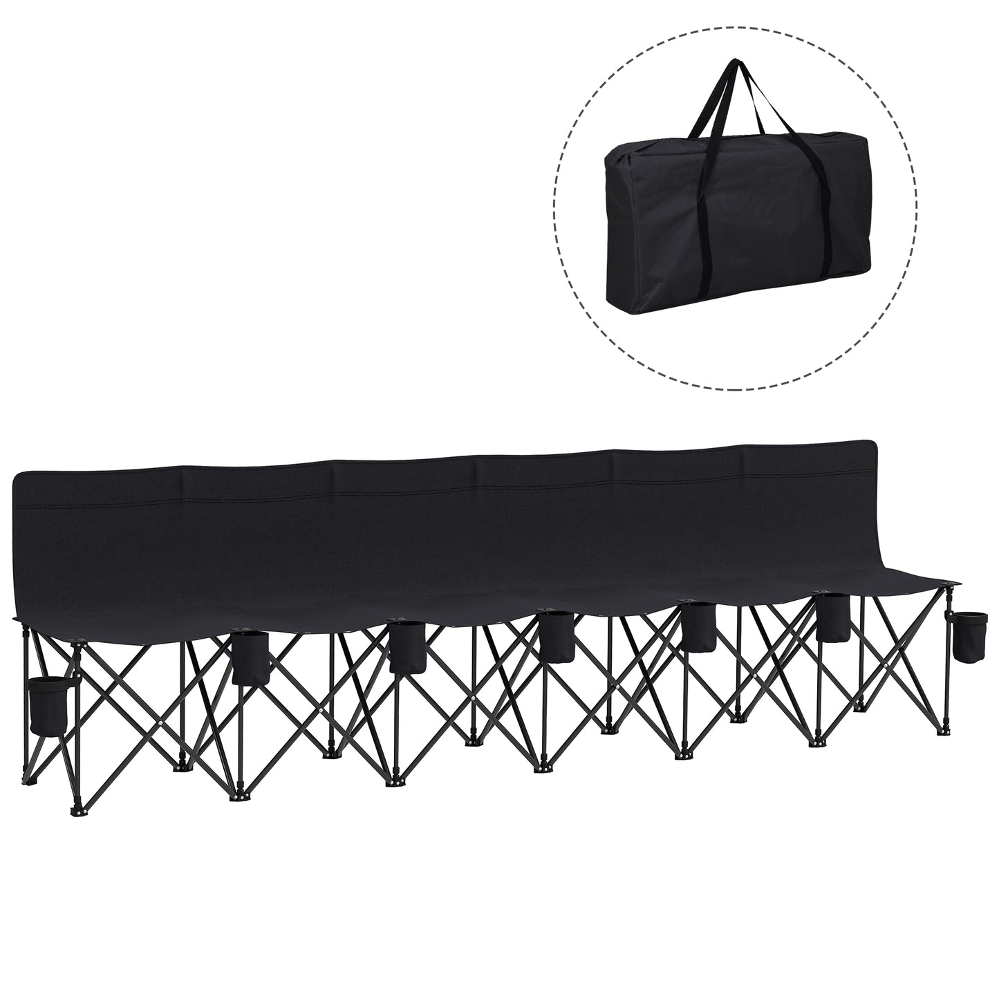 6 Seater Folding Camping Chair with Cup Holder & Carry Bag