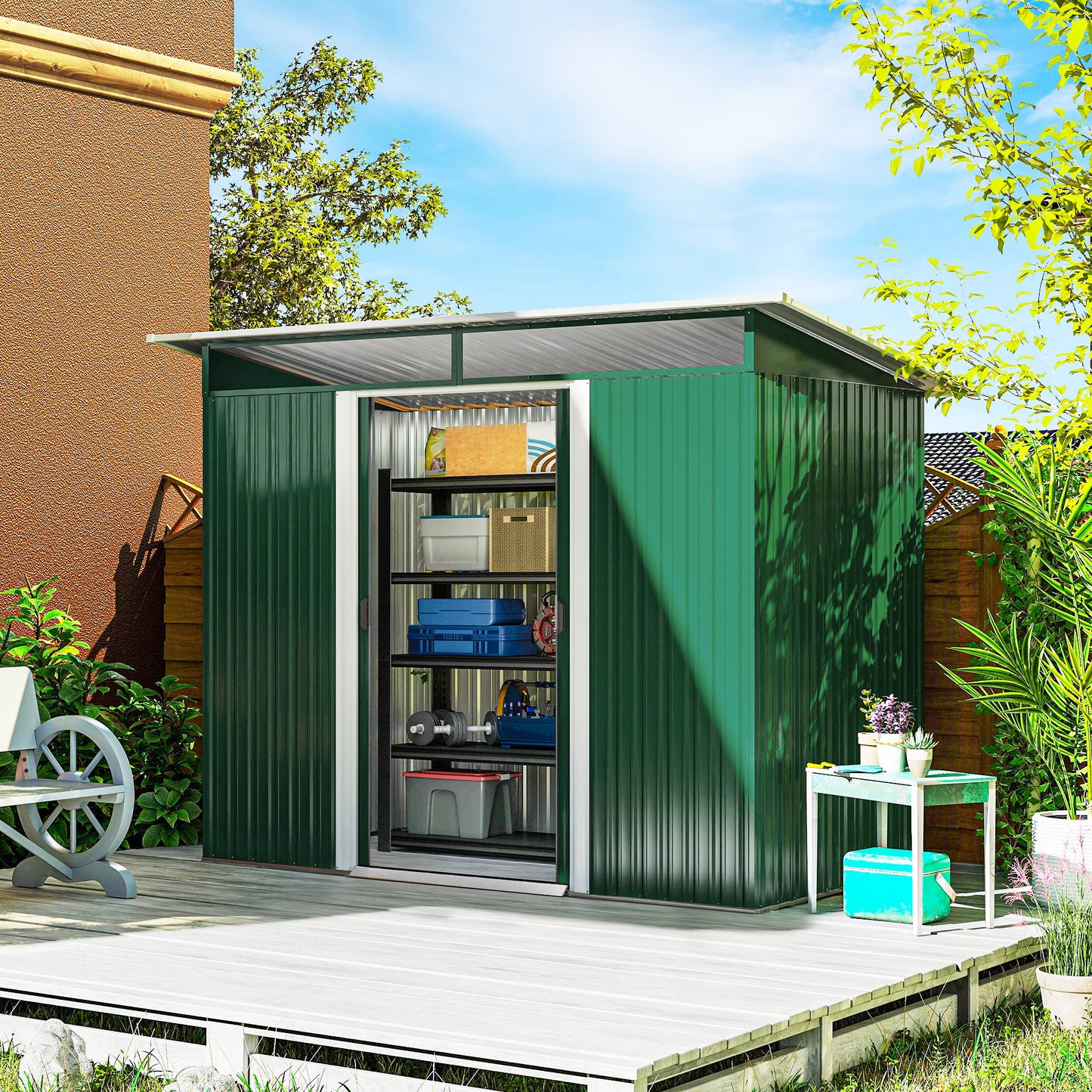 8.5 x 4ft Metal Shed with Lightsky Panels