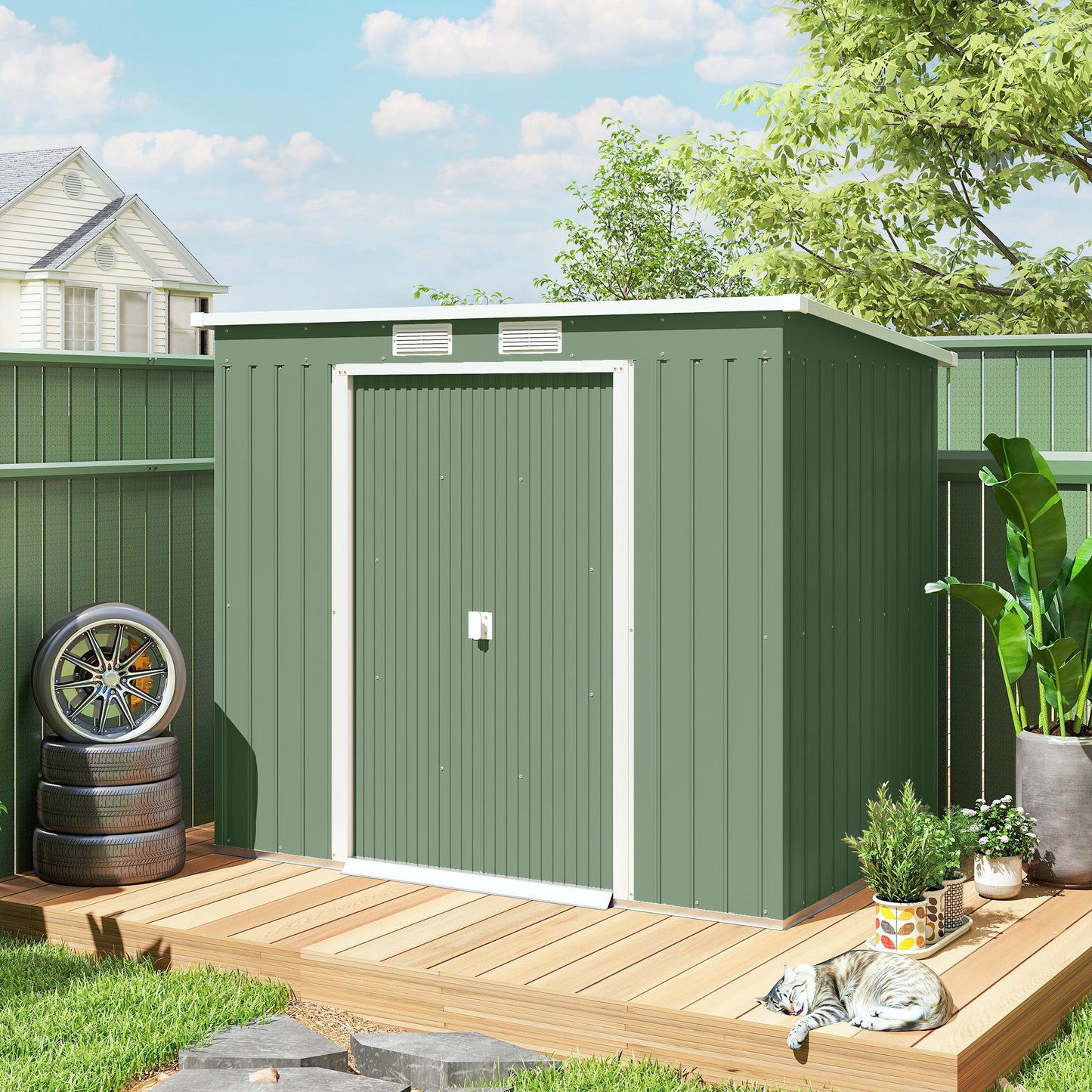7 x 4ft Galvanised Steel Garden Shed, with Foundation Kit