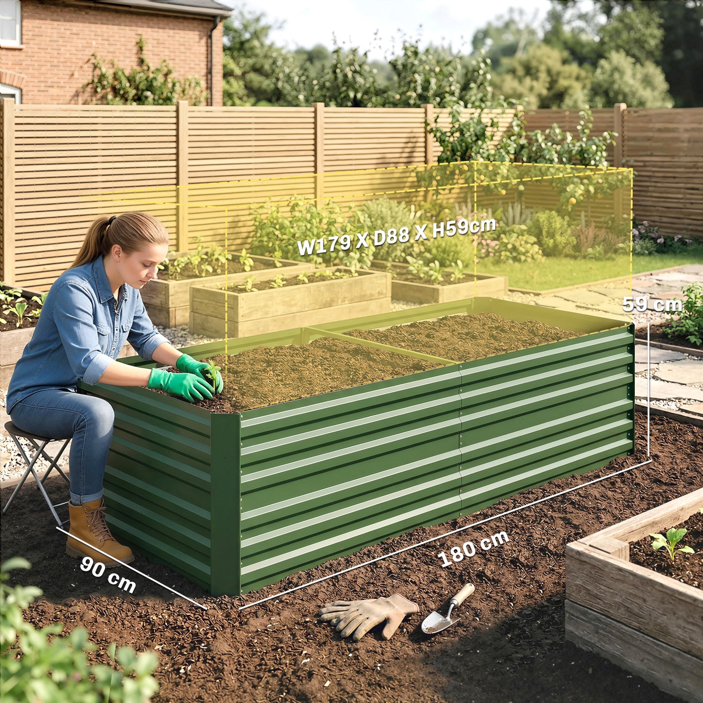 Raised Beds for Garden, Galvanised Steel Outdoor Planters (3)