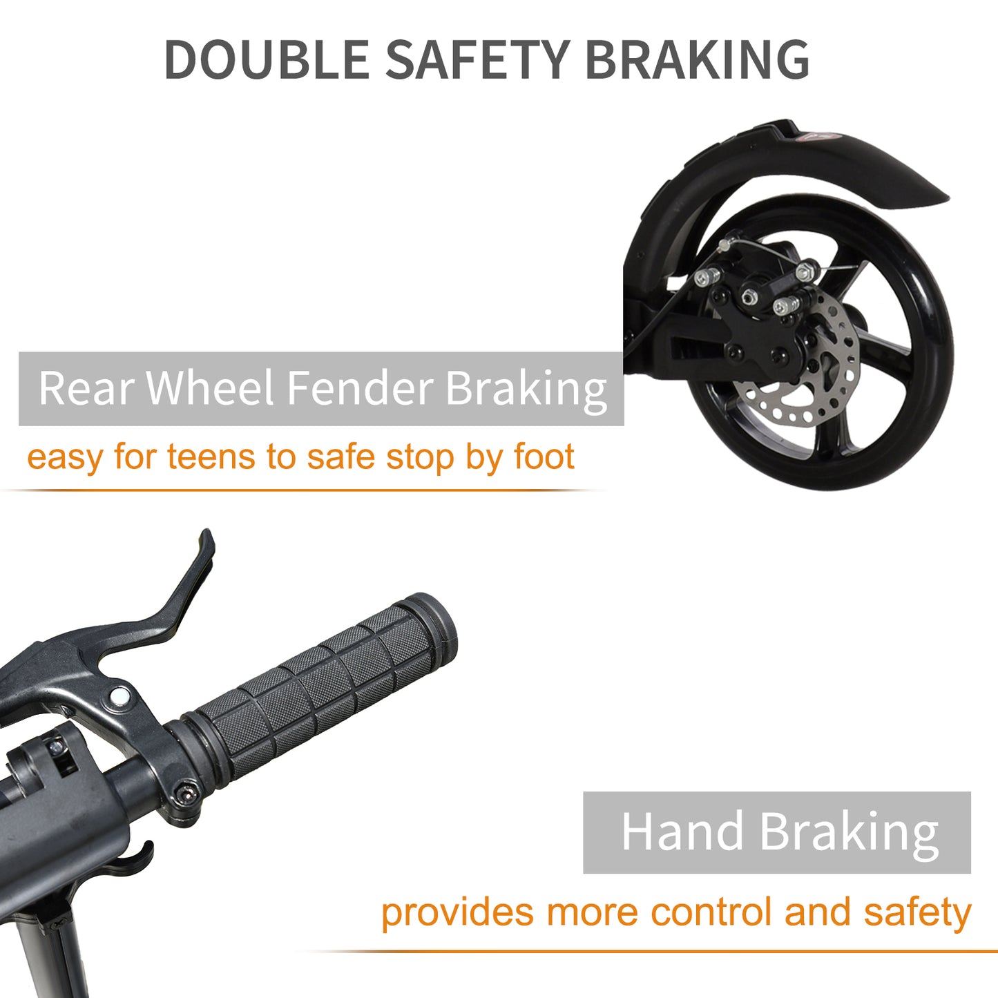 Kick Scooter, Folding 2 Wheel Scooter with Dual Brake System