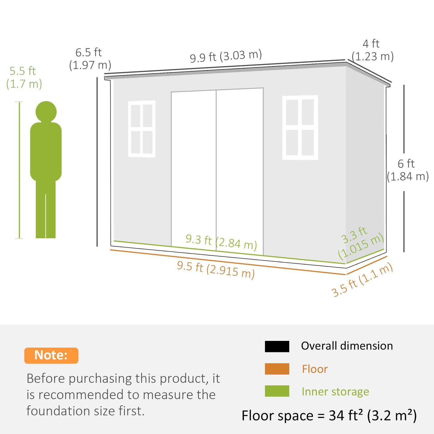 10 x 4 ft Resin Garden Shed, Outdoor Storage Shed with Floor