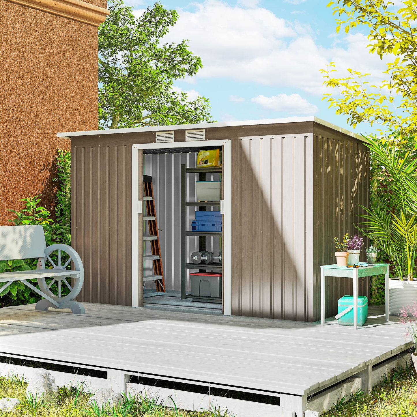 4 x 9ft Metal Shed, with Foundation Shed