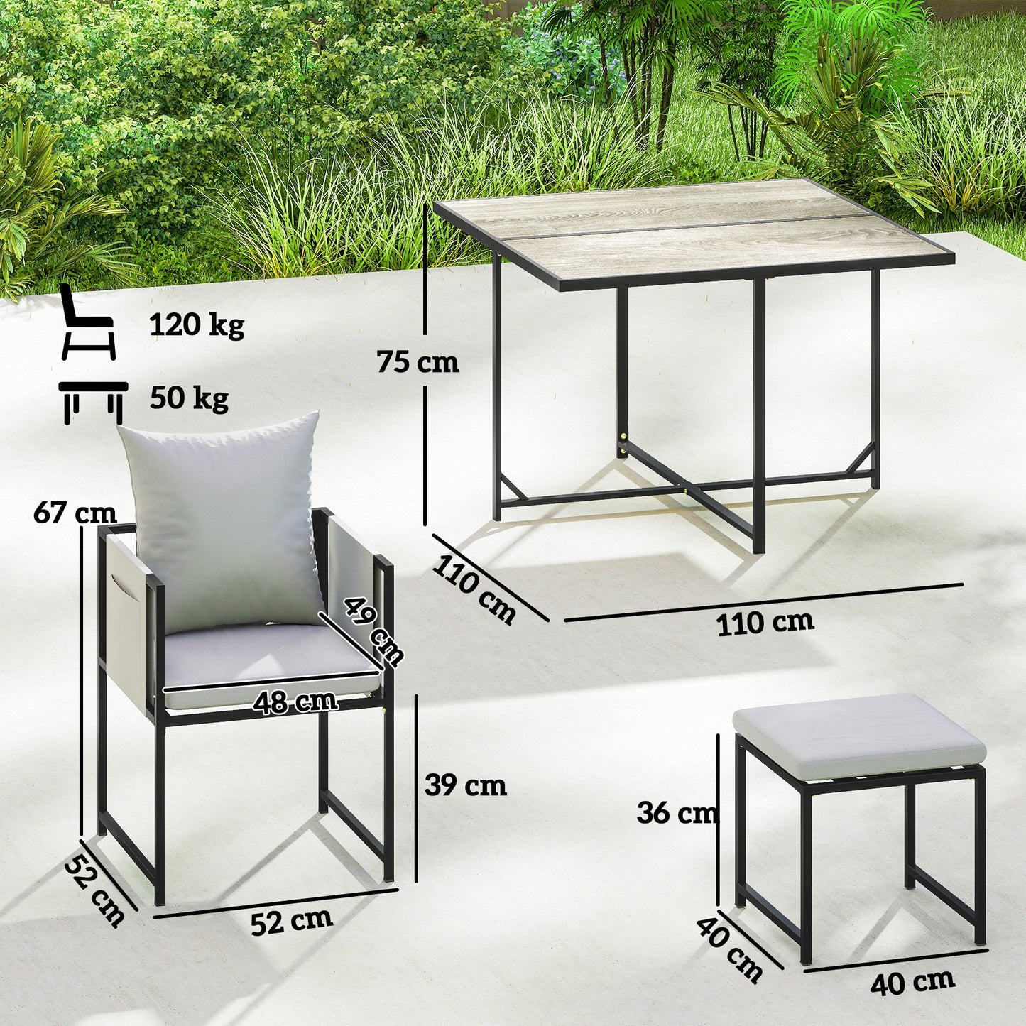 Nine-Piece Steel Frame Garden Dining Set