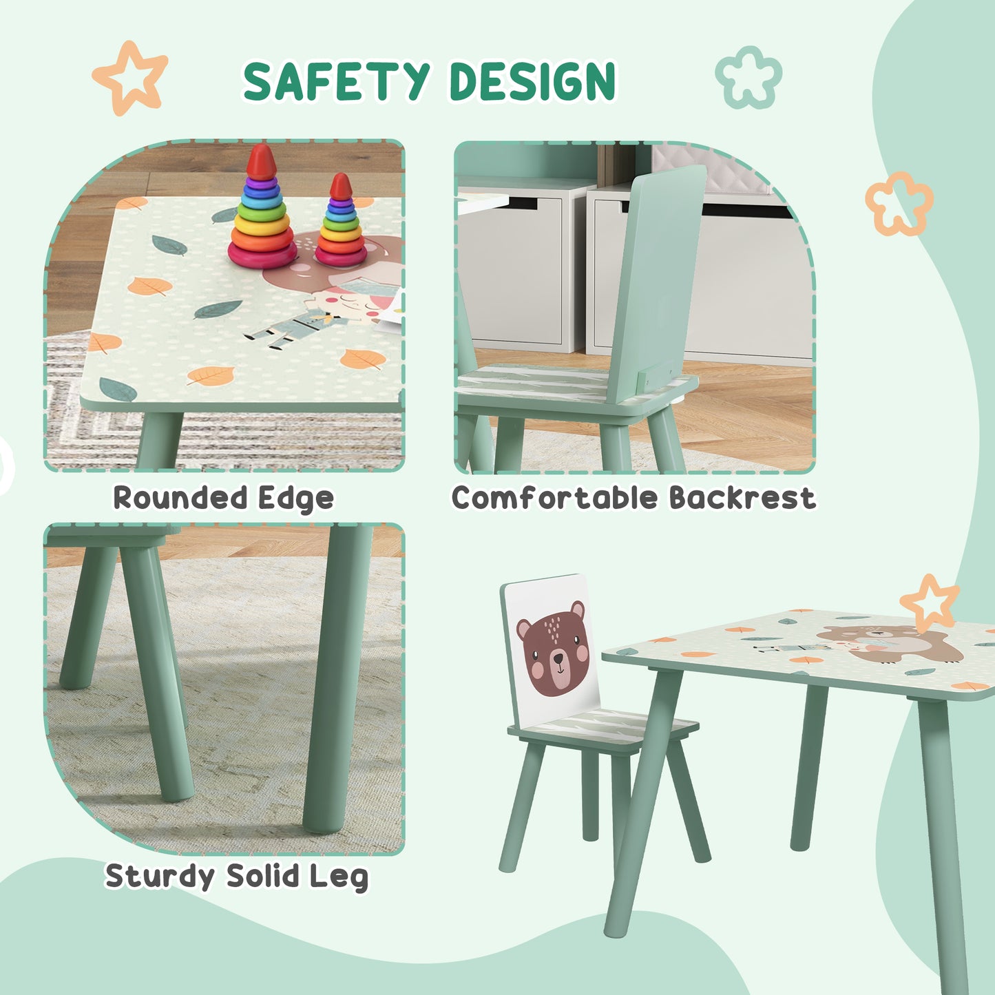 Kids and Table Chairs, Children Desk with Two Chairs