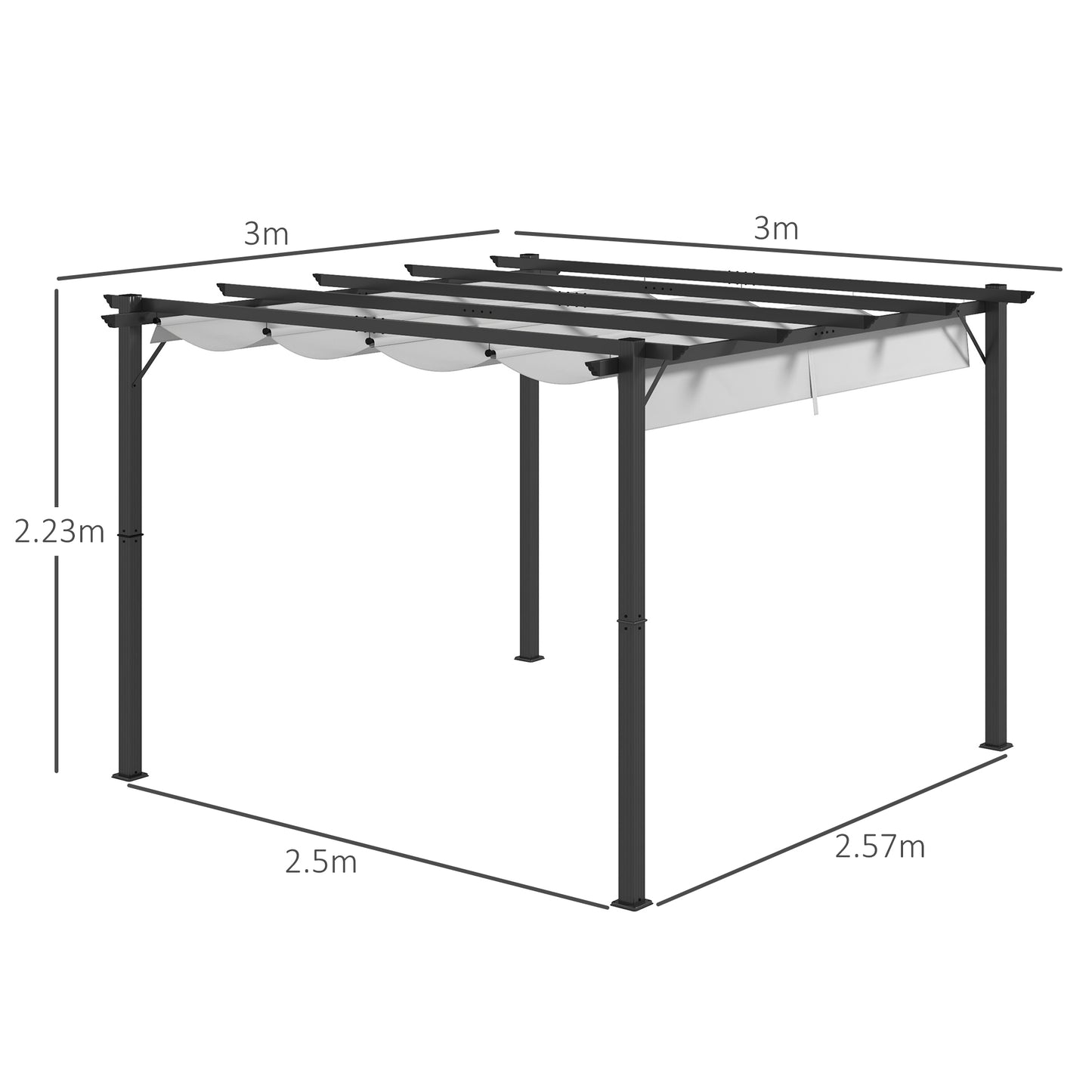 3 x 3(m) Aluminium Pergola Canopy Gazebo Awning Outdoor Garden Sun