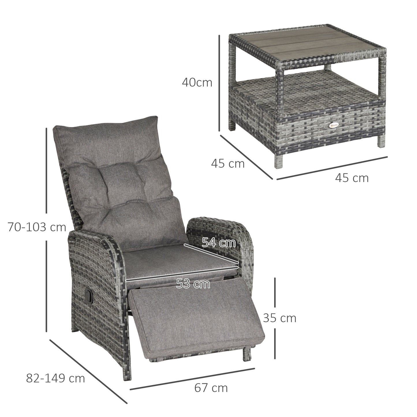 2 Seater Patio Wicker No installation Chaise Lounge Sofa Set