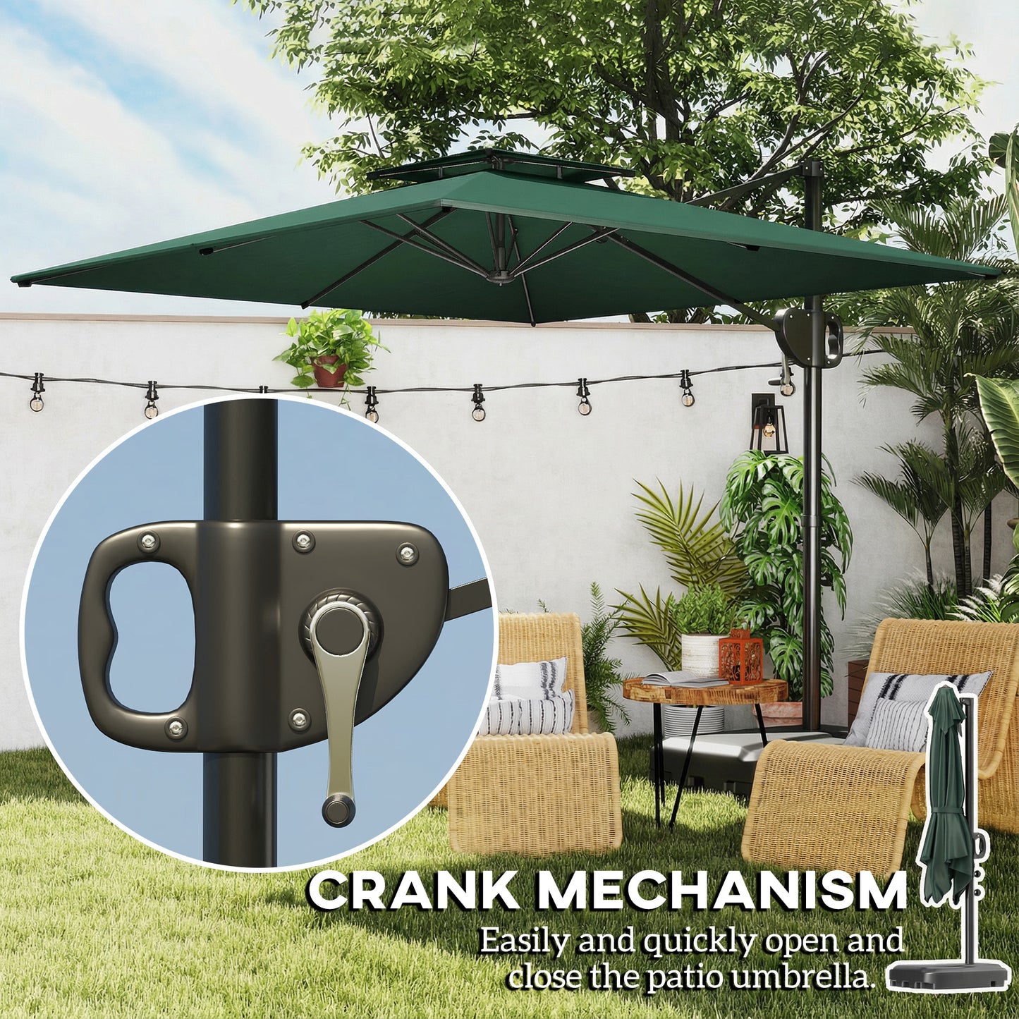 Cantilever Parasol with Weighted Base Double Top Garden Parasol