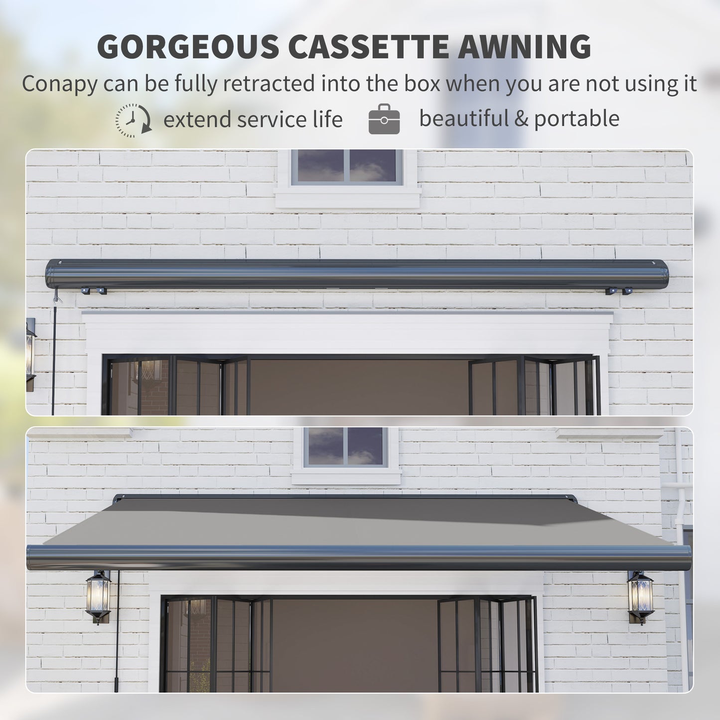 3.5 x 3 m Electric Awning, Aluminium Frame DIY Retractable Awning