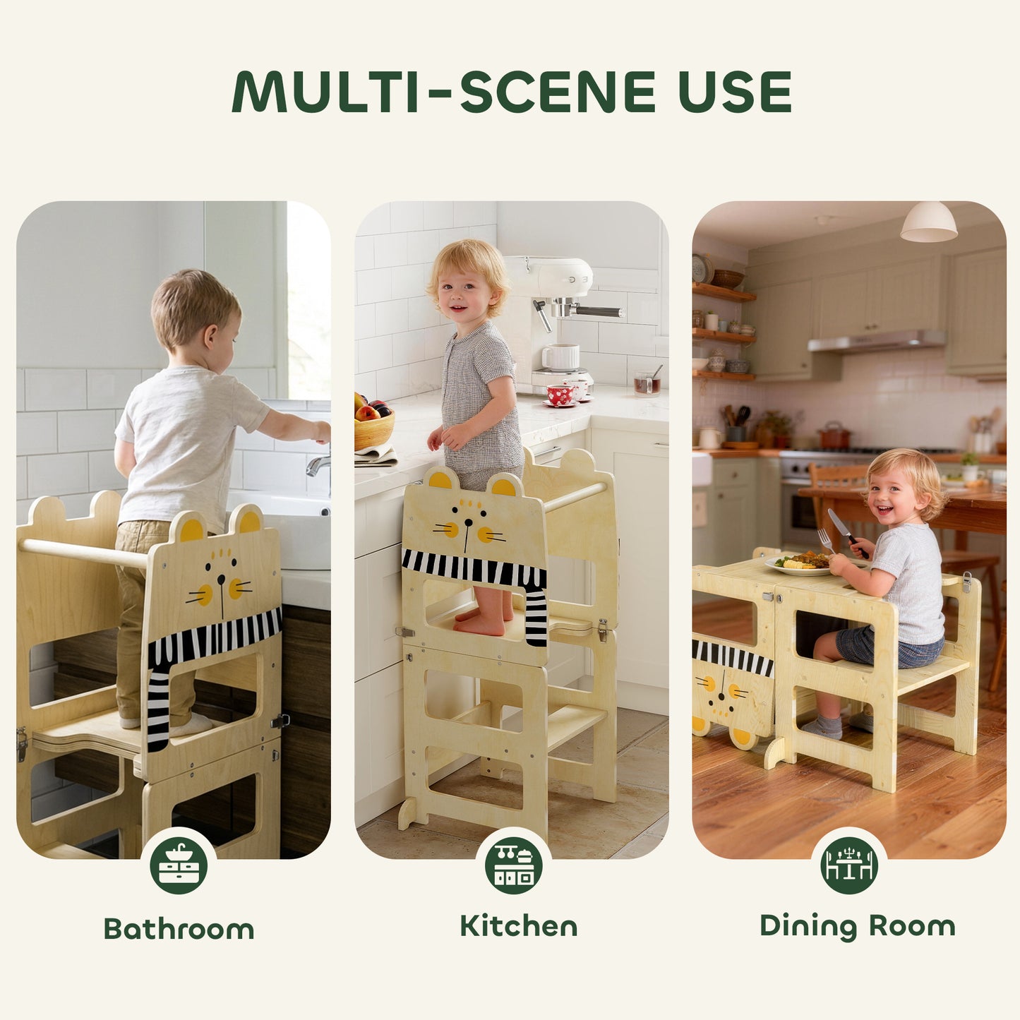 Toddler Step Stool, Standing Tower with Chalkboard
